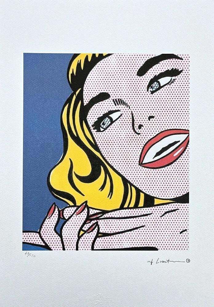 After Roy Lichtenstein, "Girl", 1990s, Silk Screen