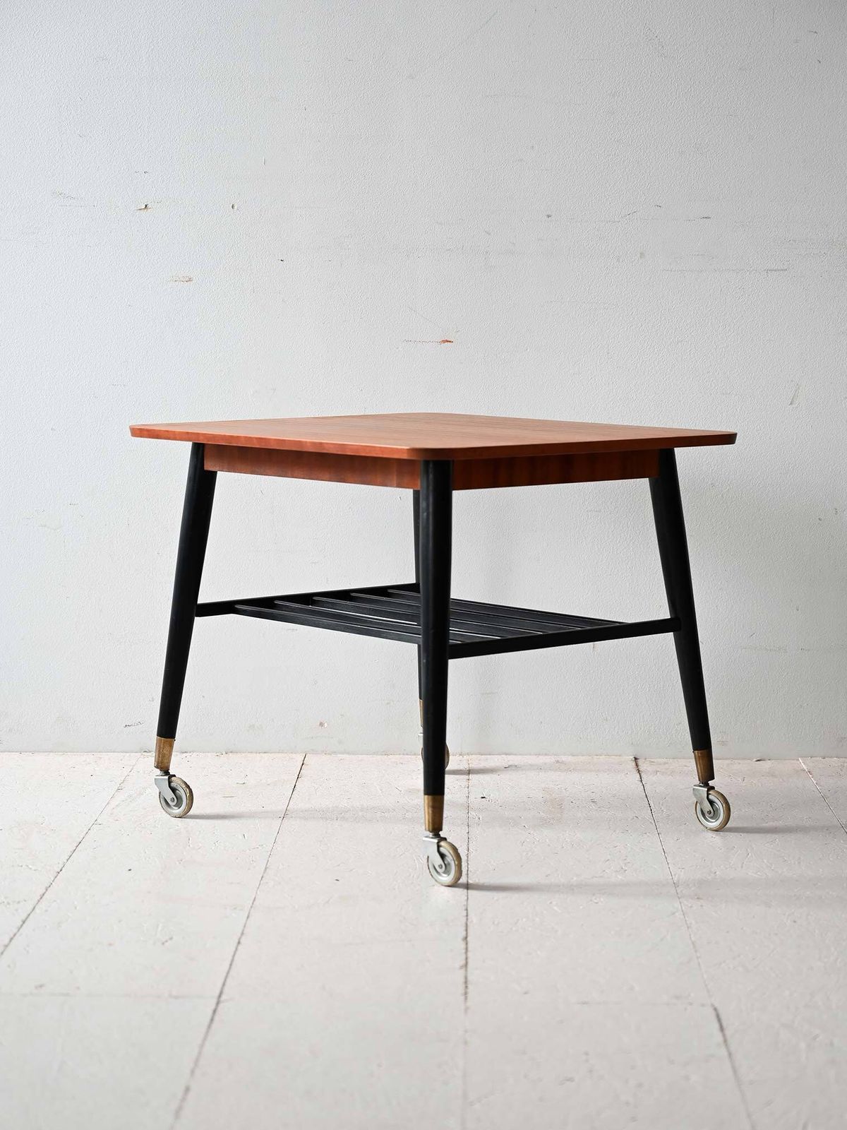 Vintage Scandinavian Teak Coffee Table With Wheels photo for sale