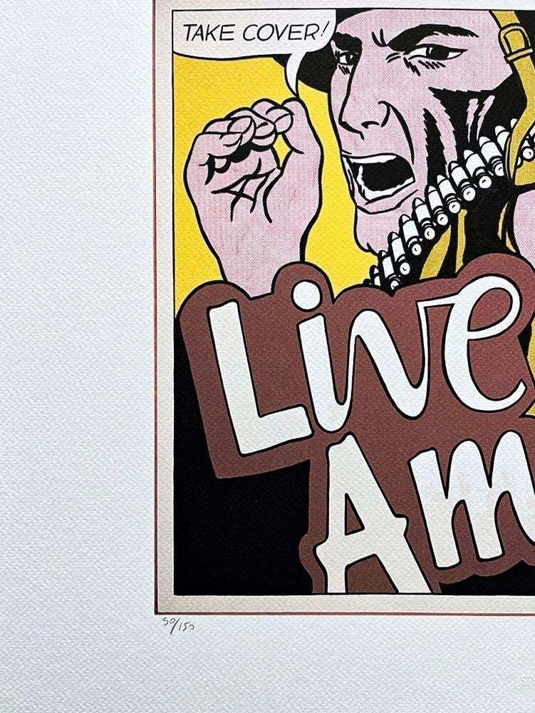 Roy Lichtenstein, "Live Ammo Take Cover", 1990s, Silk Screen photo Art