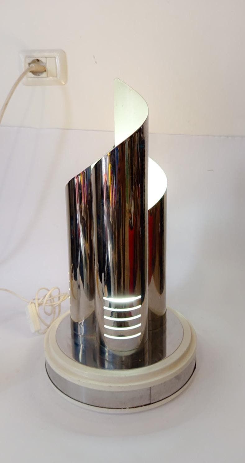 Goffredo Reggiani 3 Light Chrome Table Lamp Vintage Space Age Spyral photo 489.0
