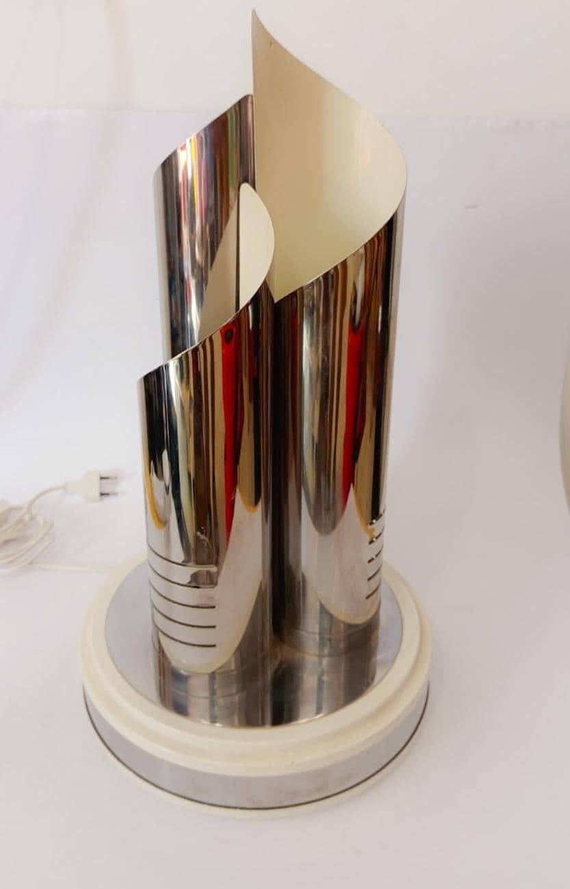 Goffredo Reggiani 3 Light Chrome Table Lamp Vintage Space Age Spyral photo vintage