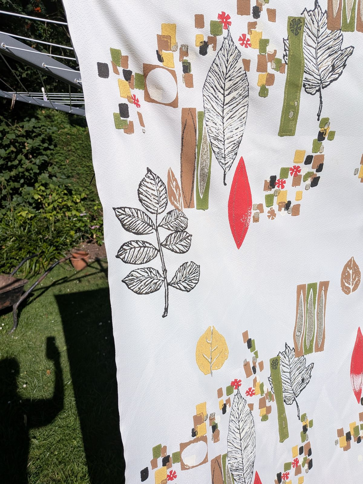 Home Fixtures Vintage Mid 60's 9 Mtr X 113 W Curtain Fabric Piece Art Fiberglass 1.5kg photo