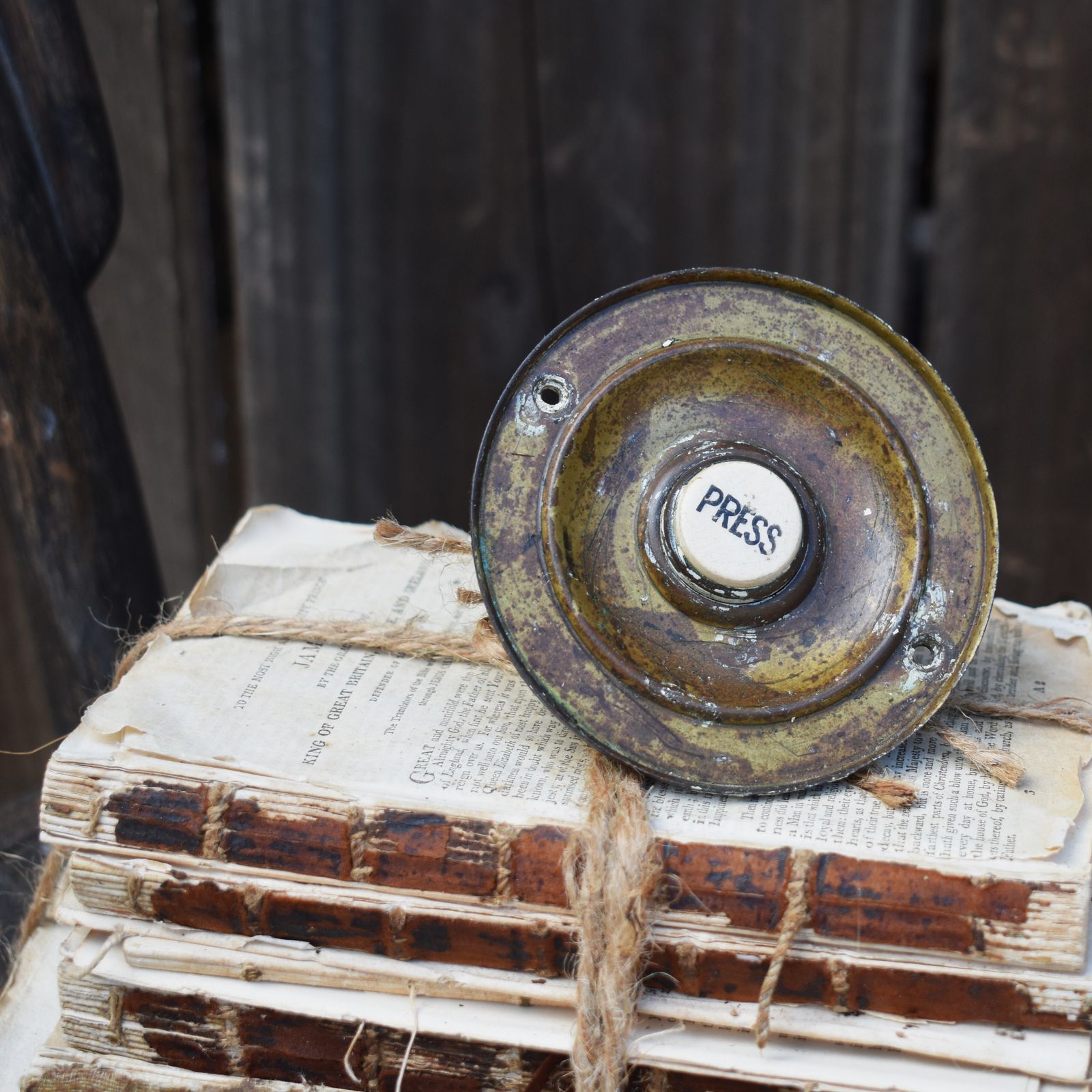 Antique Salvage Country House Brass Front Door Bell Press Butler Call Button