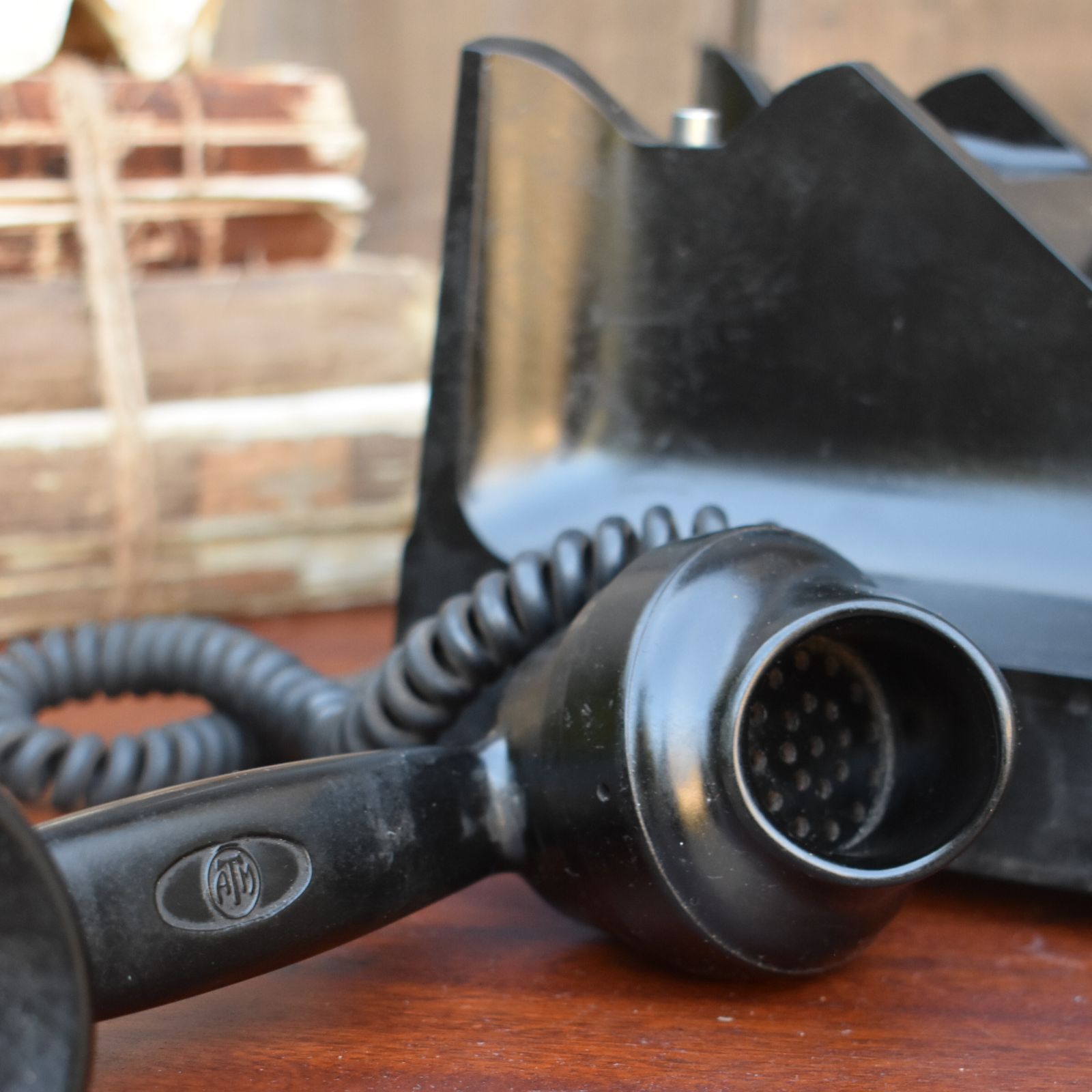 Antique 1940s Atm Black Bakelite Rotary Telephone England Vintage Prop Untested photo buy