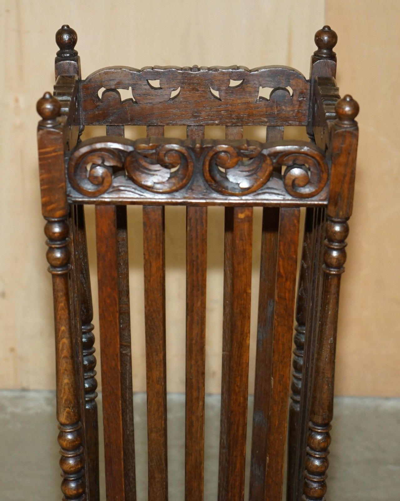 Home Decor Antique Edwardian Hand Carved English Oak Walking Stick Or Umbrella Stand photo