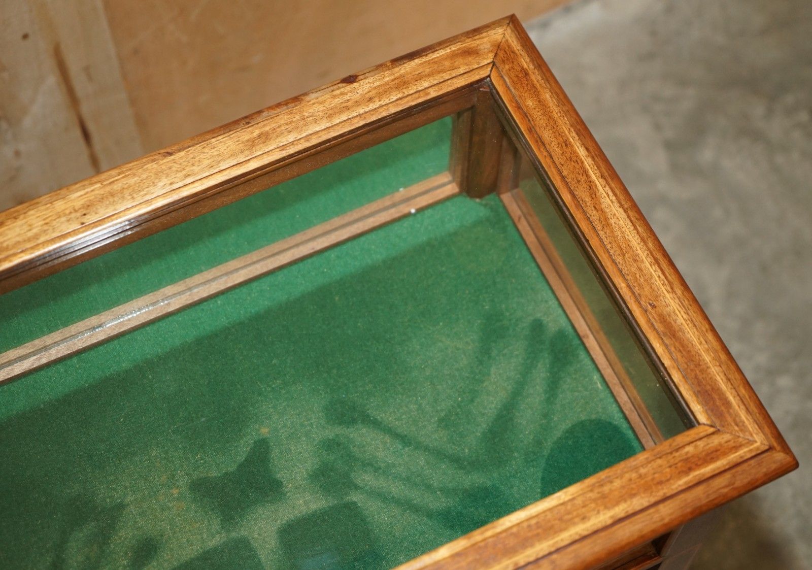 Antique Edwardian Mahogany Glass Display Case Side End Table For Trinkets Etc photo vinterior
