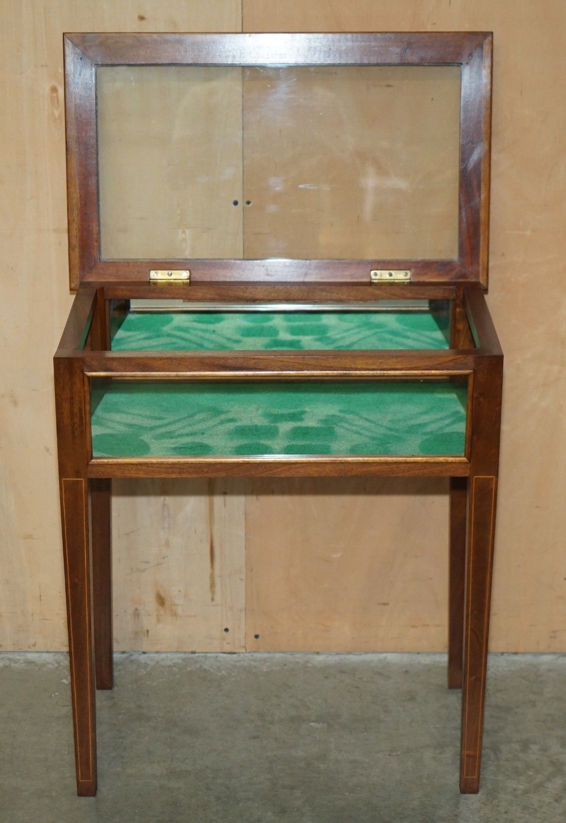 Furniture Antique Edwardian Mahogany Glass Display Case Side End Table For Trinkets Etc photo