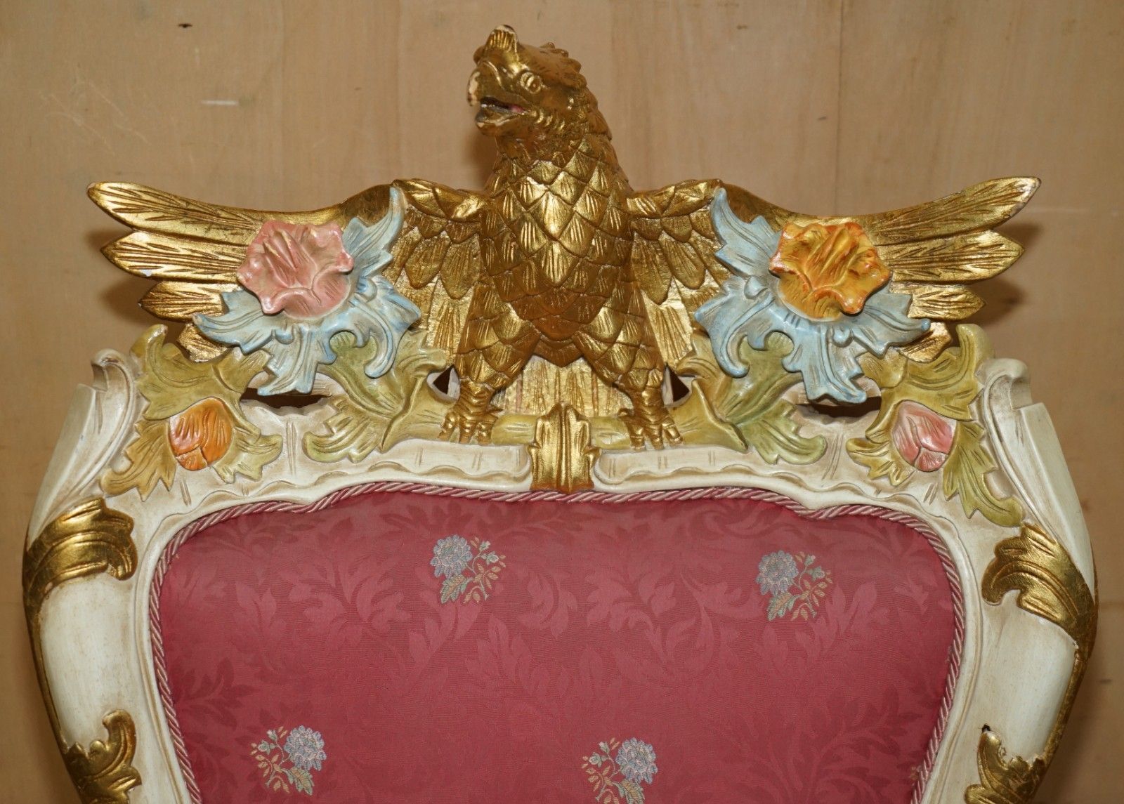 Hand Carved & Painted Vintage French Empire Style Eagle Sofa And Armchair Suite photo vinterior