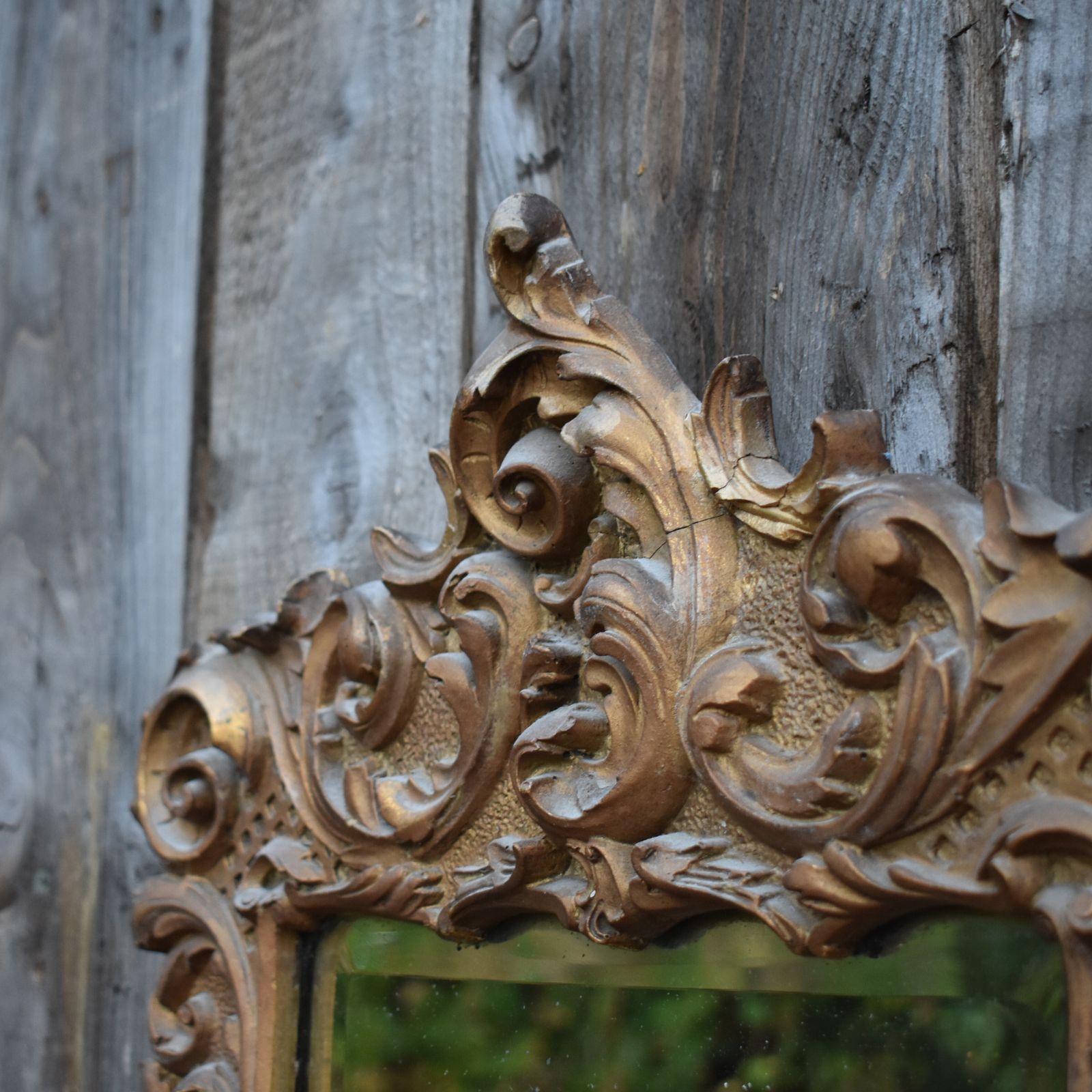 Antique 19th Century Rococo Acanthus Leaf Scroll Gilt Gesso Bevelled Wall Mirror photo buy