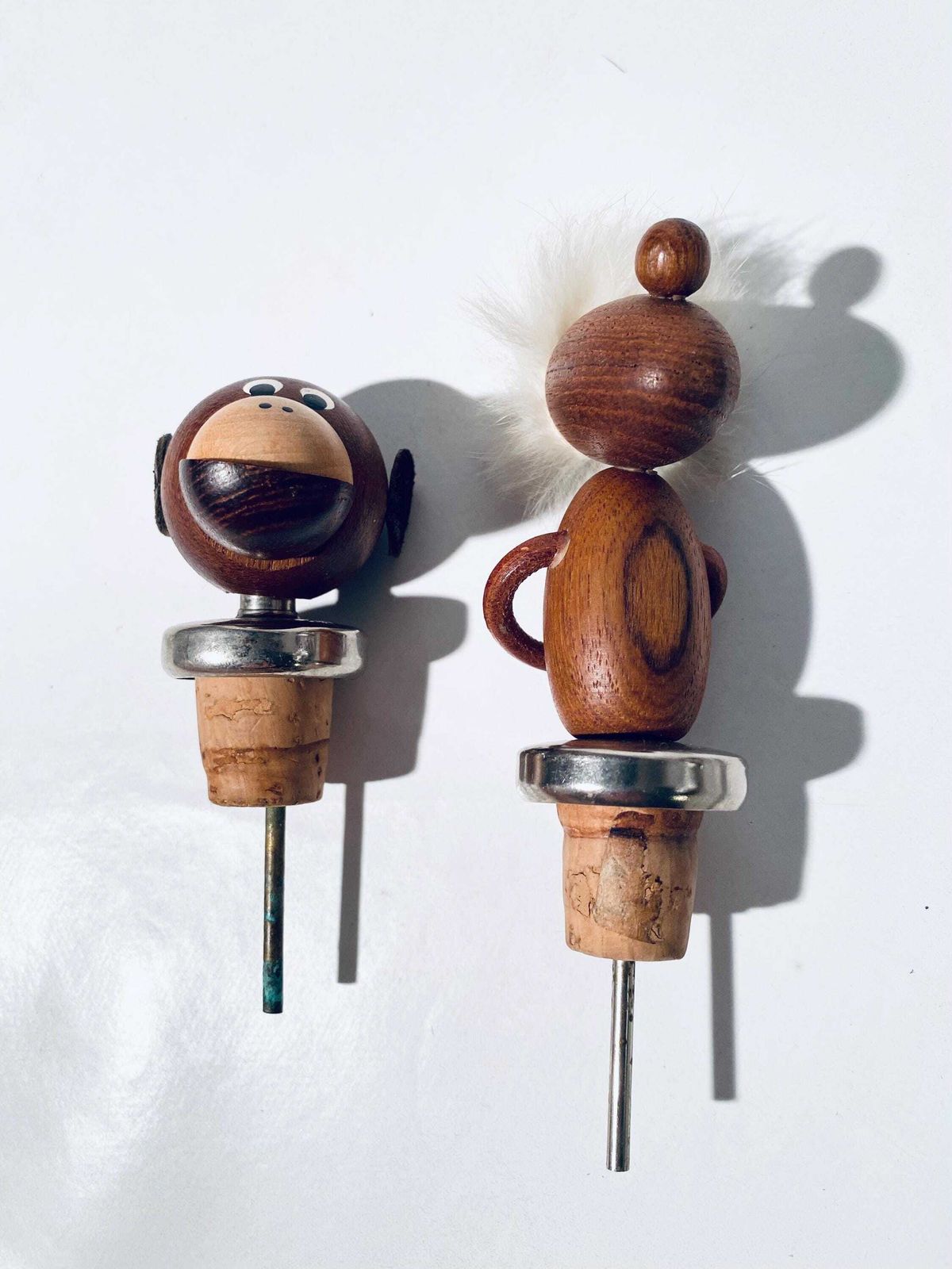 Monkey & Pessimist Hans Bølling Liquor Cork Bottle Stoppers / Vintage Danish Decor Barware photo buy