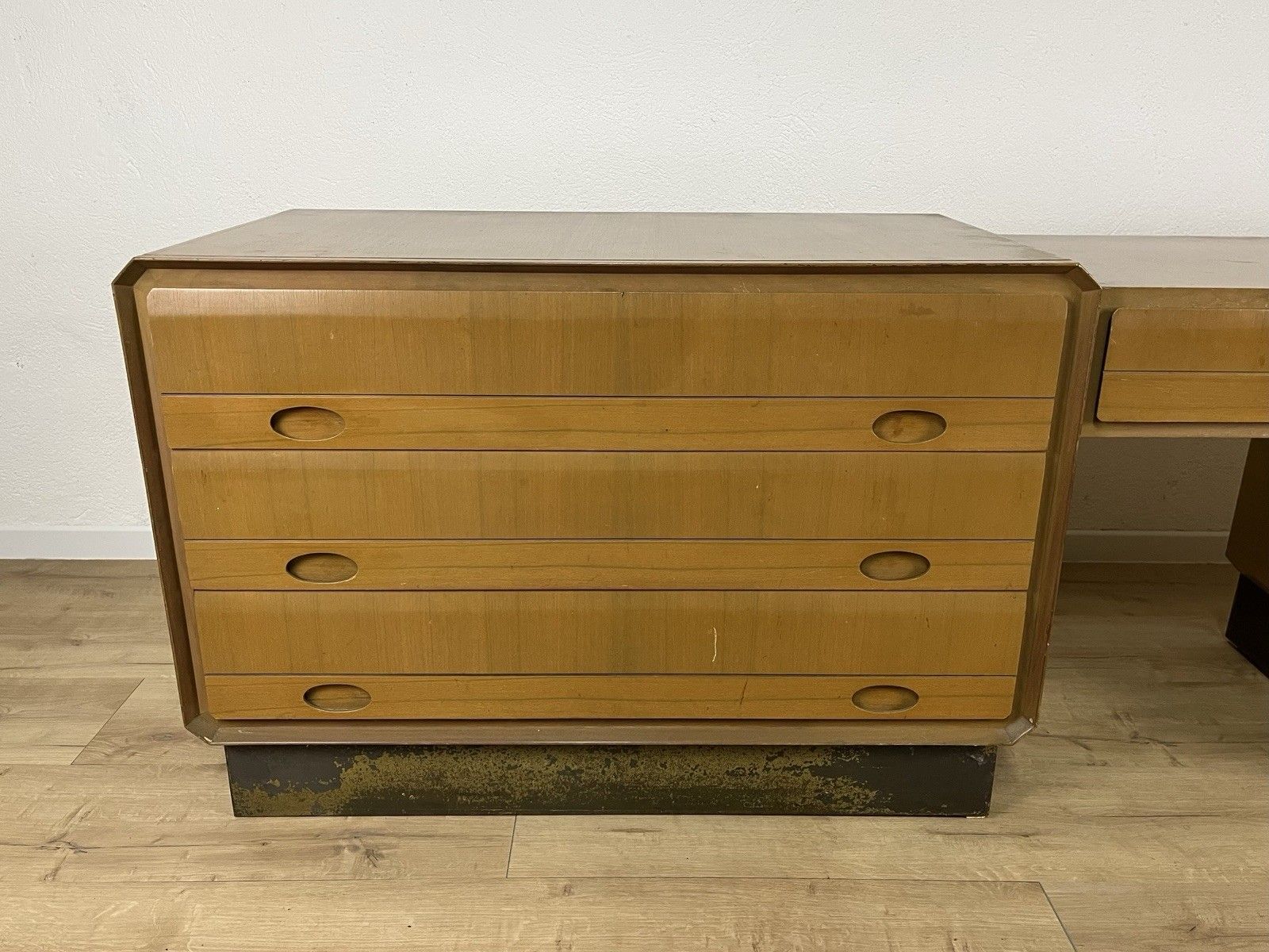 1960’s Brass Wood Console Chest Of Drawers Vintage Design photo 495.0