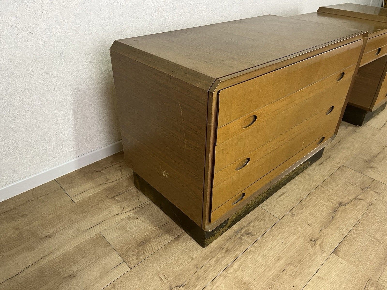 1960’s Brass Wood Console Chest Of Drawers Vintage Design photo buy