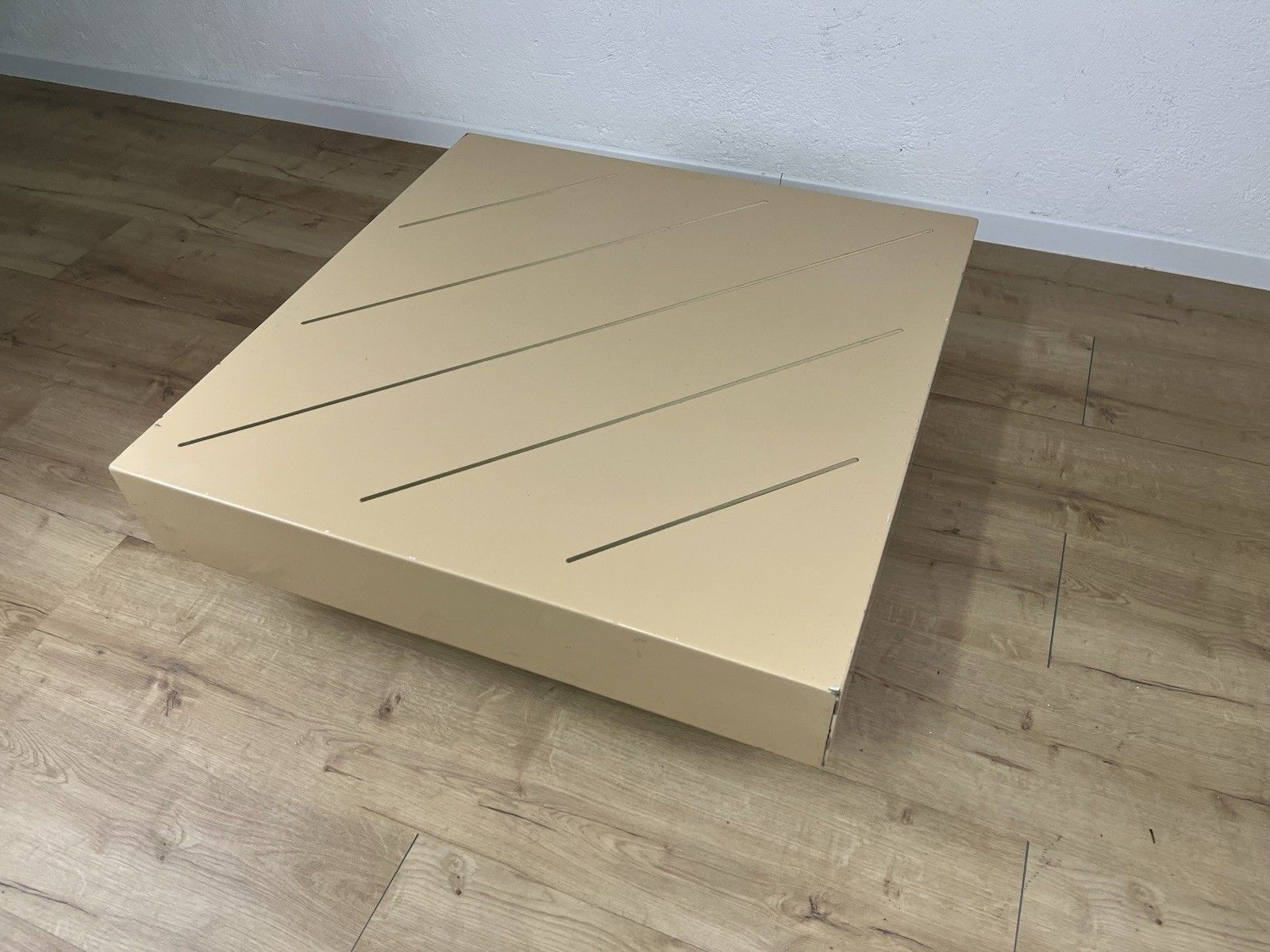 Square Coffee Table Lacquered Wood Beige Deco 1950’s Vintage Design photo 245.0