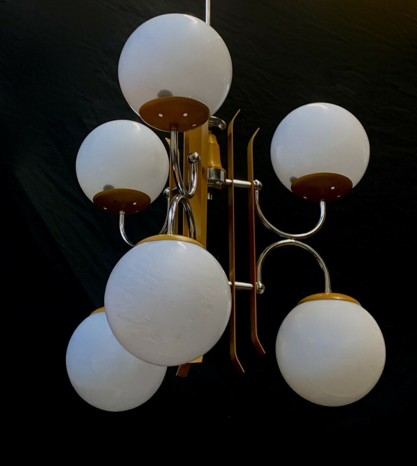 Chandelier Attributed To Stilnovo From The 1950s With Yellow Balls photo for sale