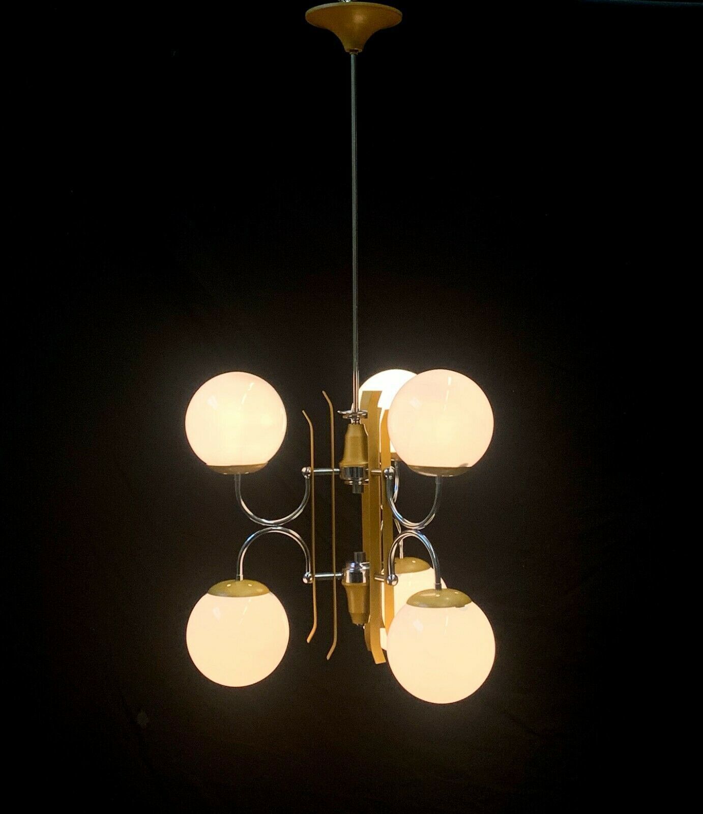 Chandelier Attributed To Stilnovo From The 1950s With Yellow Balls photo 742.0