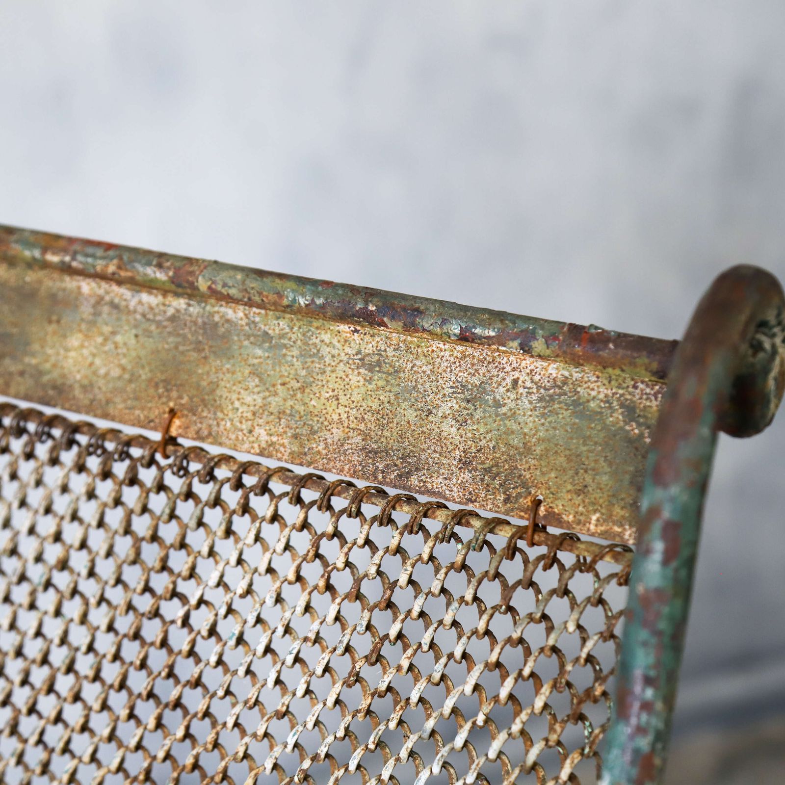 photo for sale Rare French 19th Century Chain Link Rocking Chair With Time Worn Patina