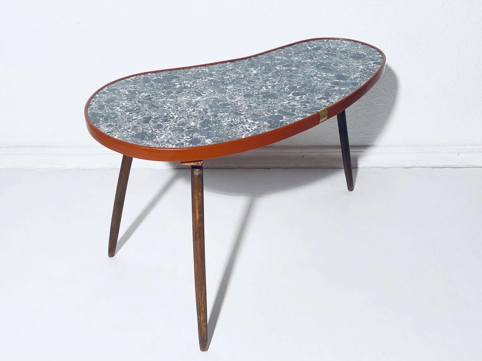 Small 1950s Marble Effect Kidney Coffee Table / Mid Century Decor / Wood And Formica photo 179.0