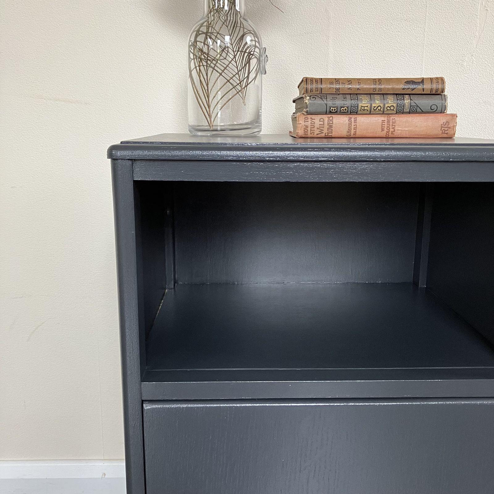 photo for sale Vintage Painted 1940's Cc41 Bedside Cabinet By Harris Lebus In Farrow And Ball Off Black