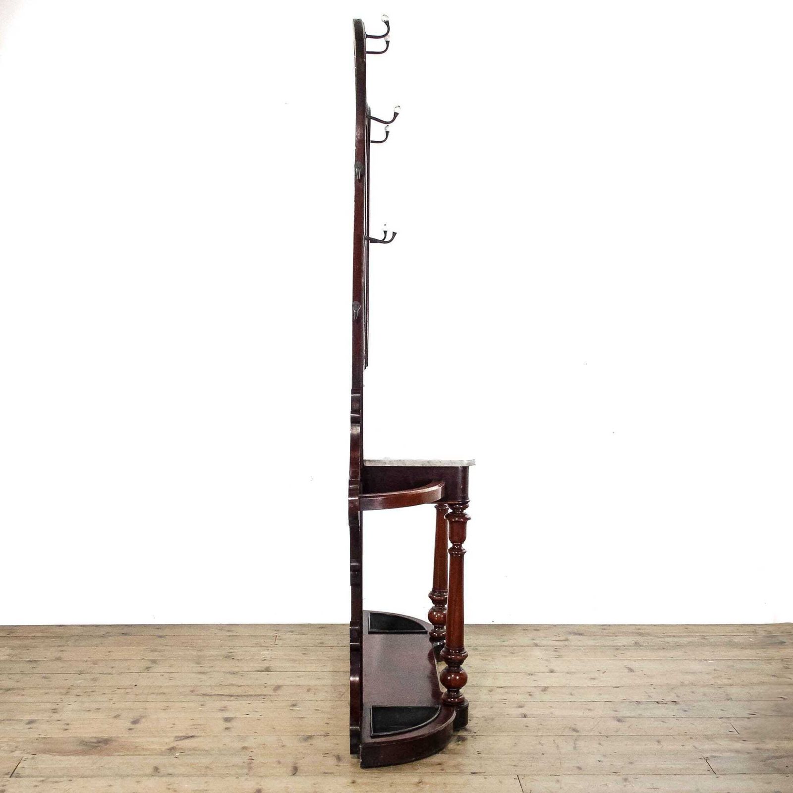 Antique Victorian Mahogany Hall Stand With Marble Shelf | Entrance Hall Stick Stand | Antique Hallway Storage photo furniture