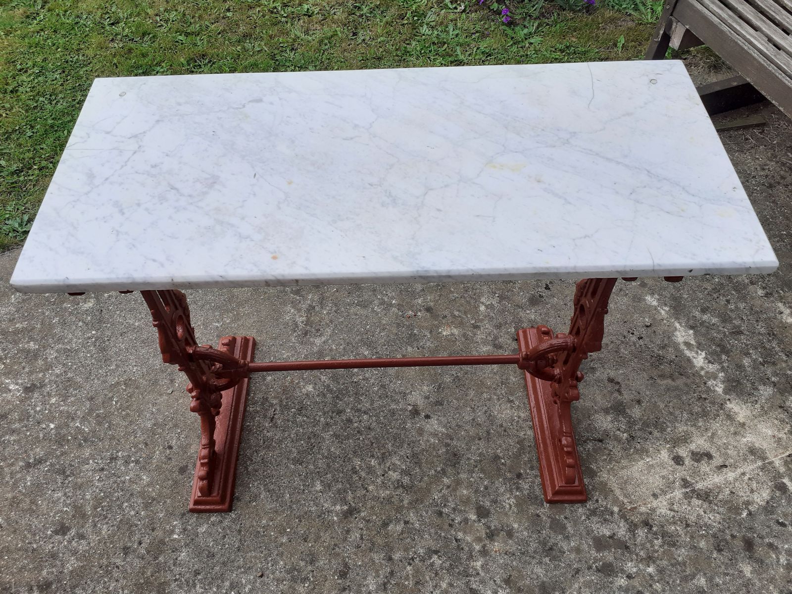 Cast Iron Victorian Garden Table With Marble Top