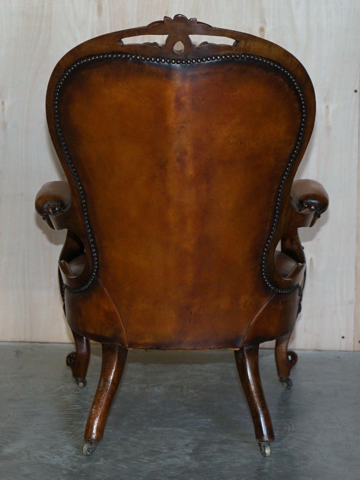 3750.0 Fine Antique Show Framed Victorian Chesterfield Brown Leather Library Armchair photo