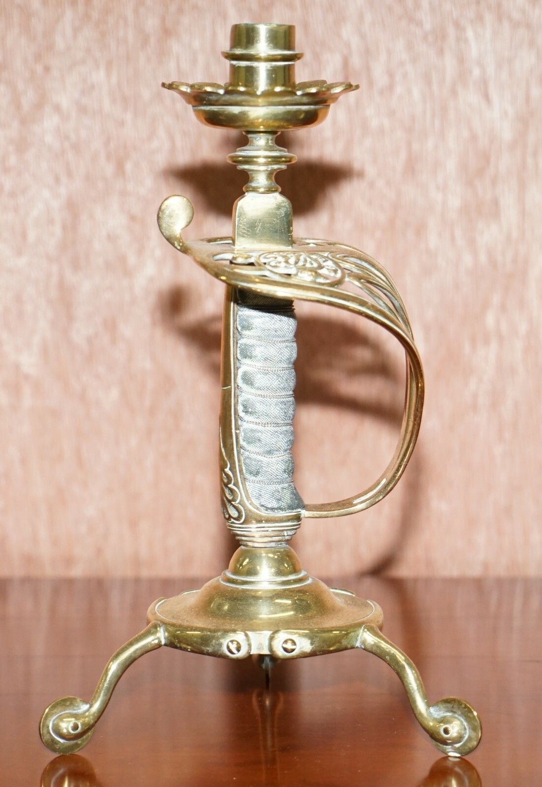 Pair Of Benham & Froud Vr Stamped British Army 1905 Sword Handle Candlesticks photo buy
