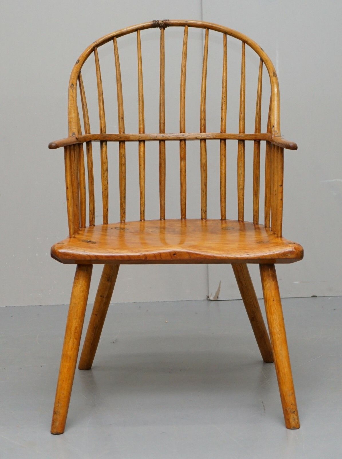 Stunning 18th Century Yew Wood Windsor Armchair Primate Design Stick Back photo furniture