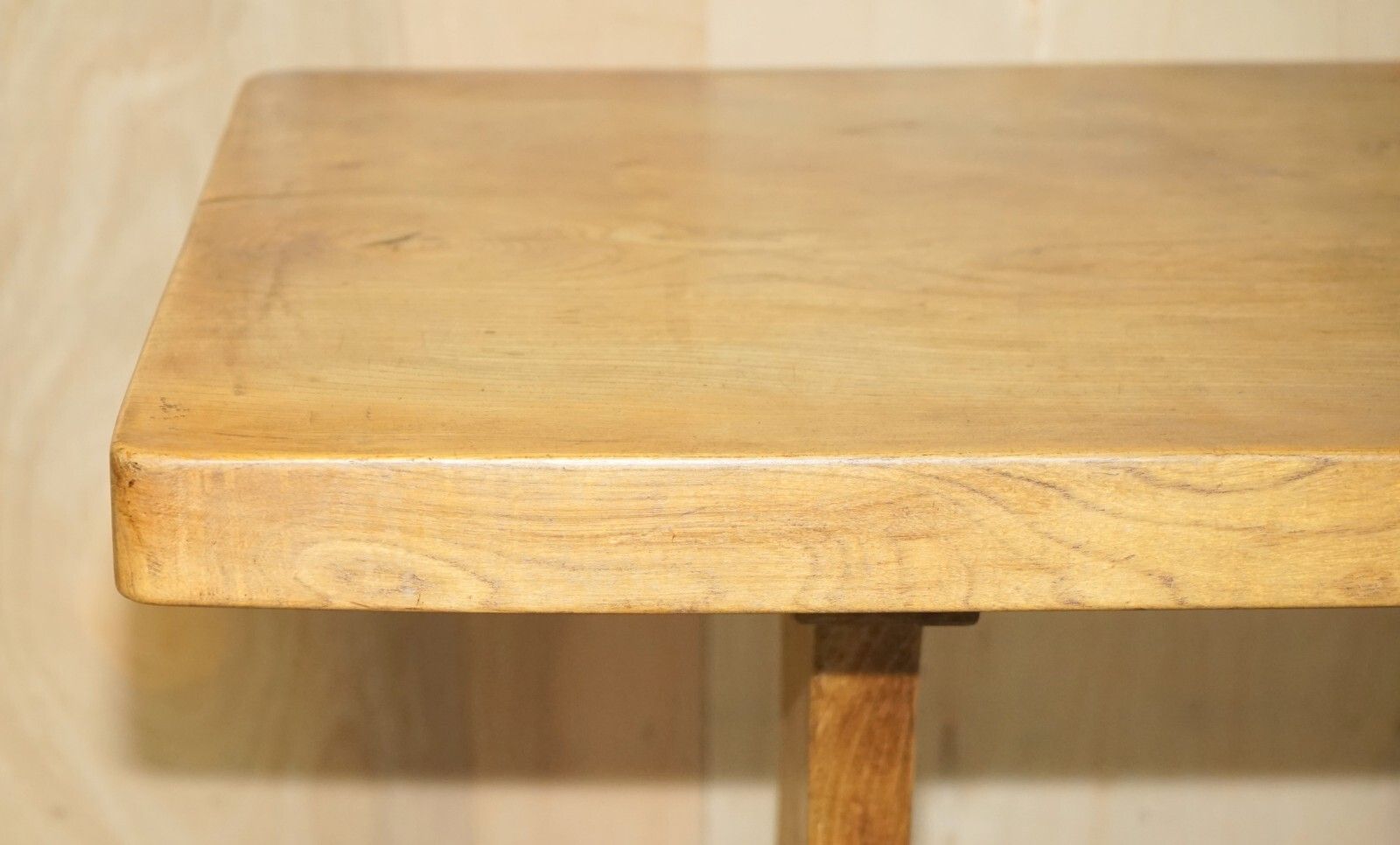 Sublime Antique English Circa 1880 Burr Oak One Plank Top Refectory Dining Table photo 4500.0