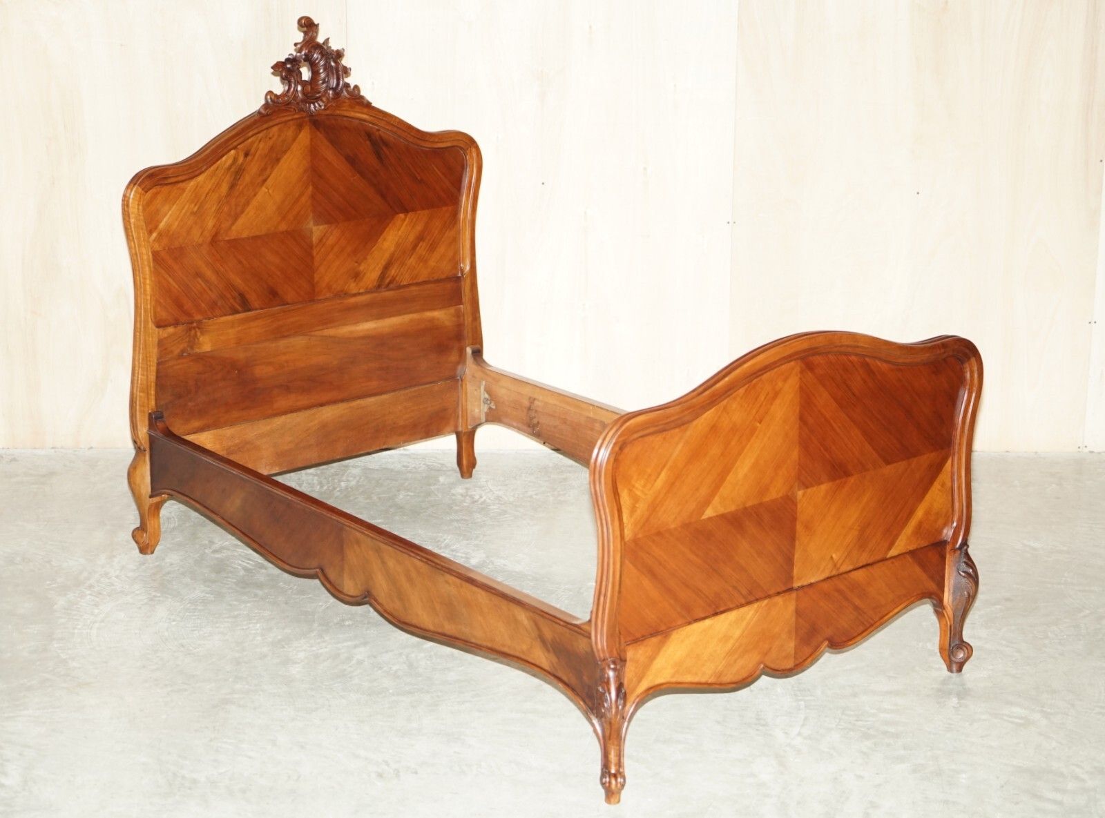 Pair Of French Louis XV Napoleon III Ornately Carved Bed Stead Frames In Walnut photo furniture