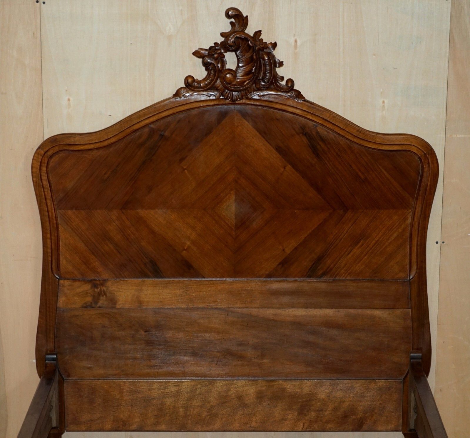 Pair Of French Louis XV Napoleon III Ornately Carved Bed Stead Frames In Walnut photo buy