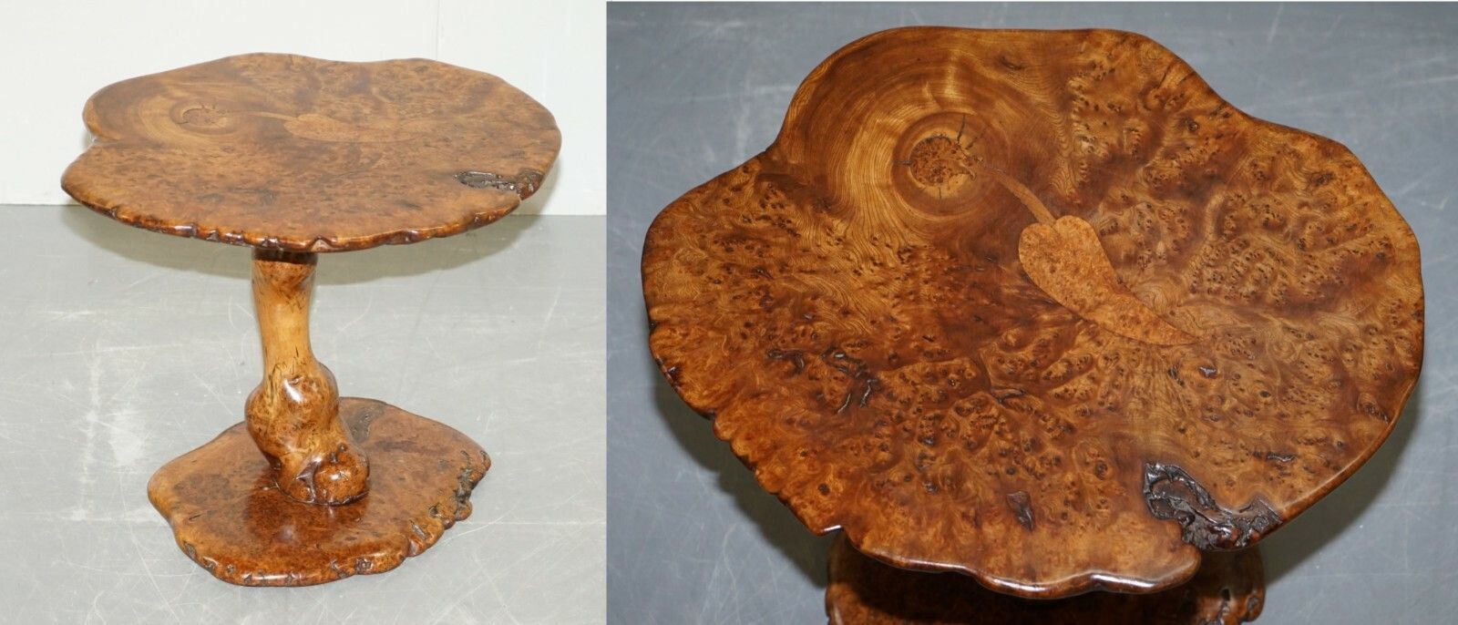 Exquisite Solid Burr Walnut Hand Crafted By Nature Side End Lamp Wind Table photo furniture