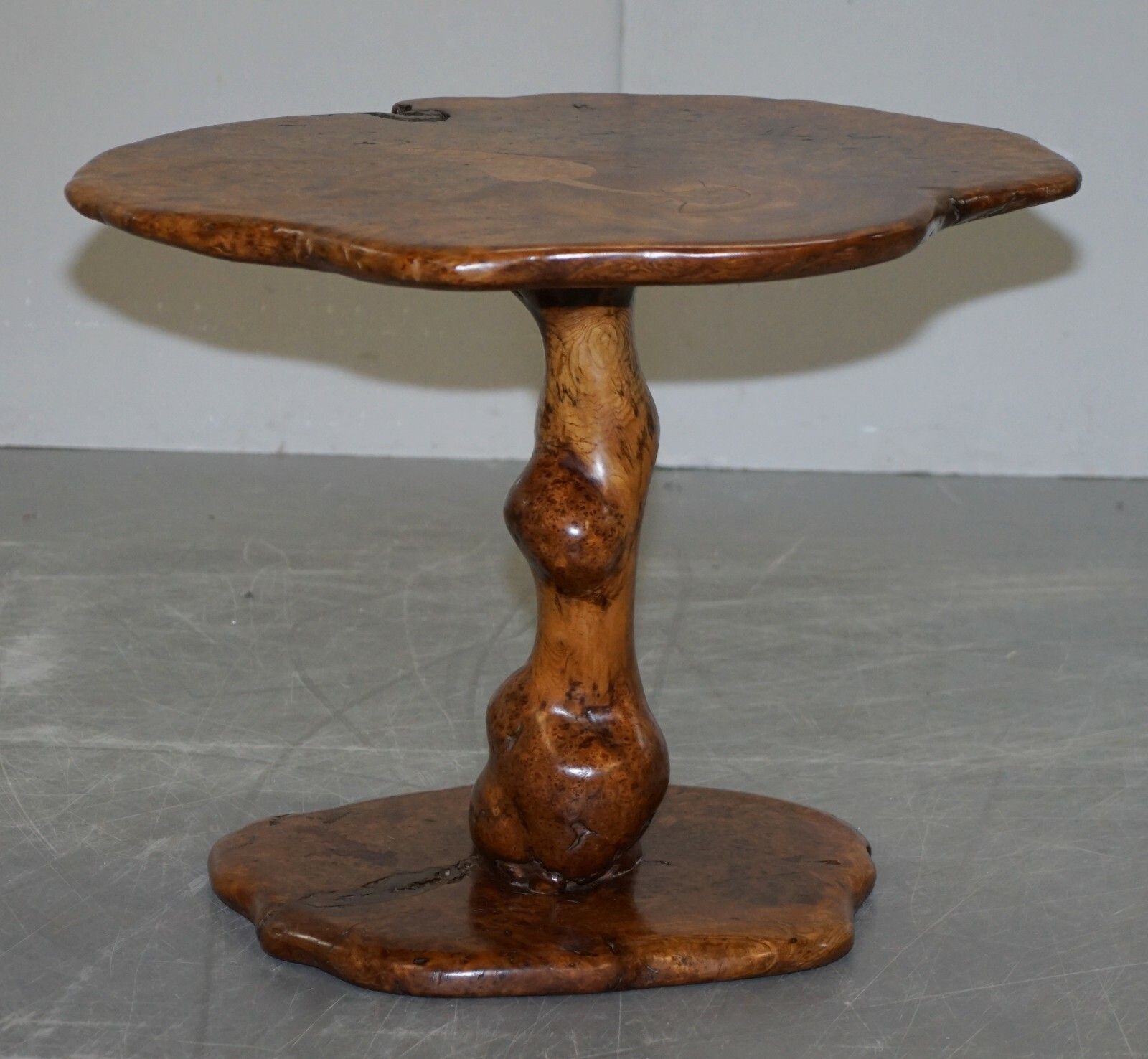 3750.0 Exquisite Solid Burr Walnut Hand Crafted By Nature Side End Lamp Wind Table photo