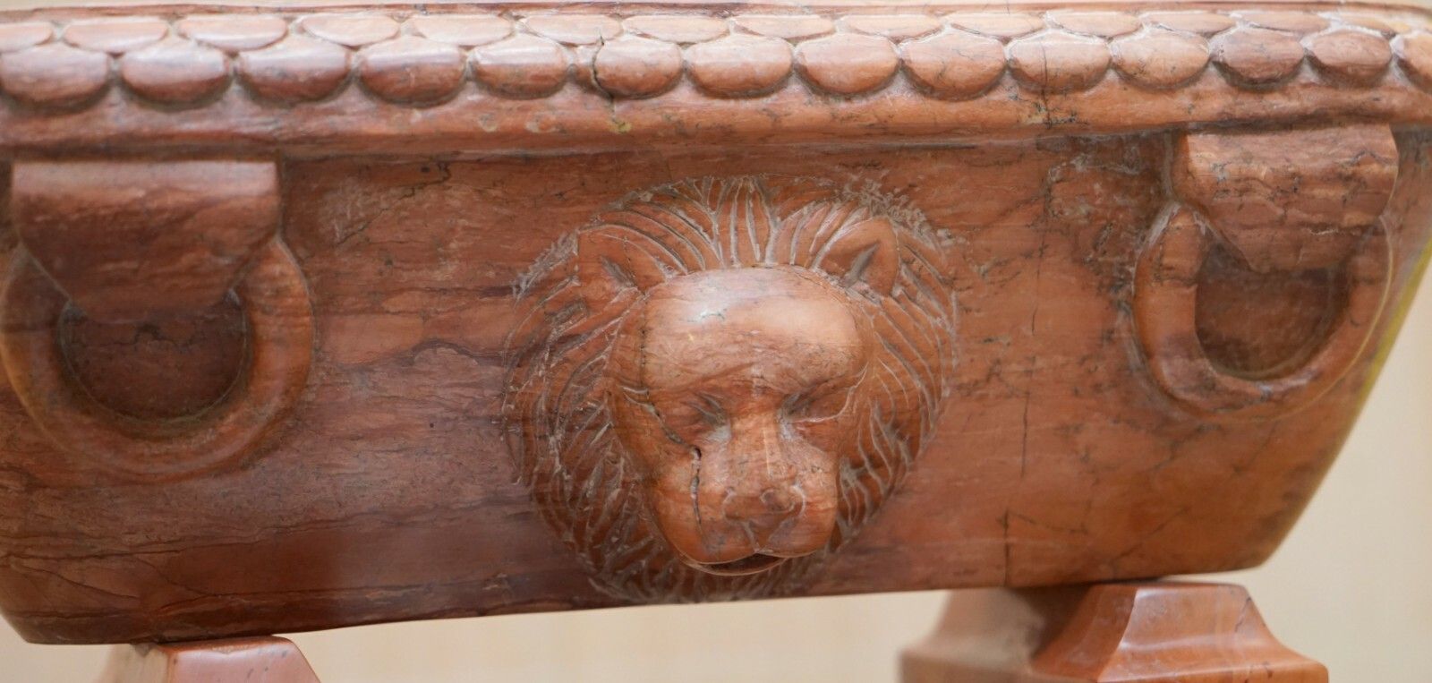 Rare Original Early 19th Century Roman Grand Tour Rosso Antico Marble Lion Bath photo 3750.0