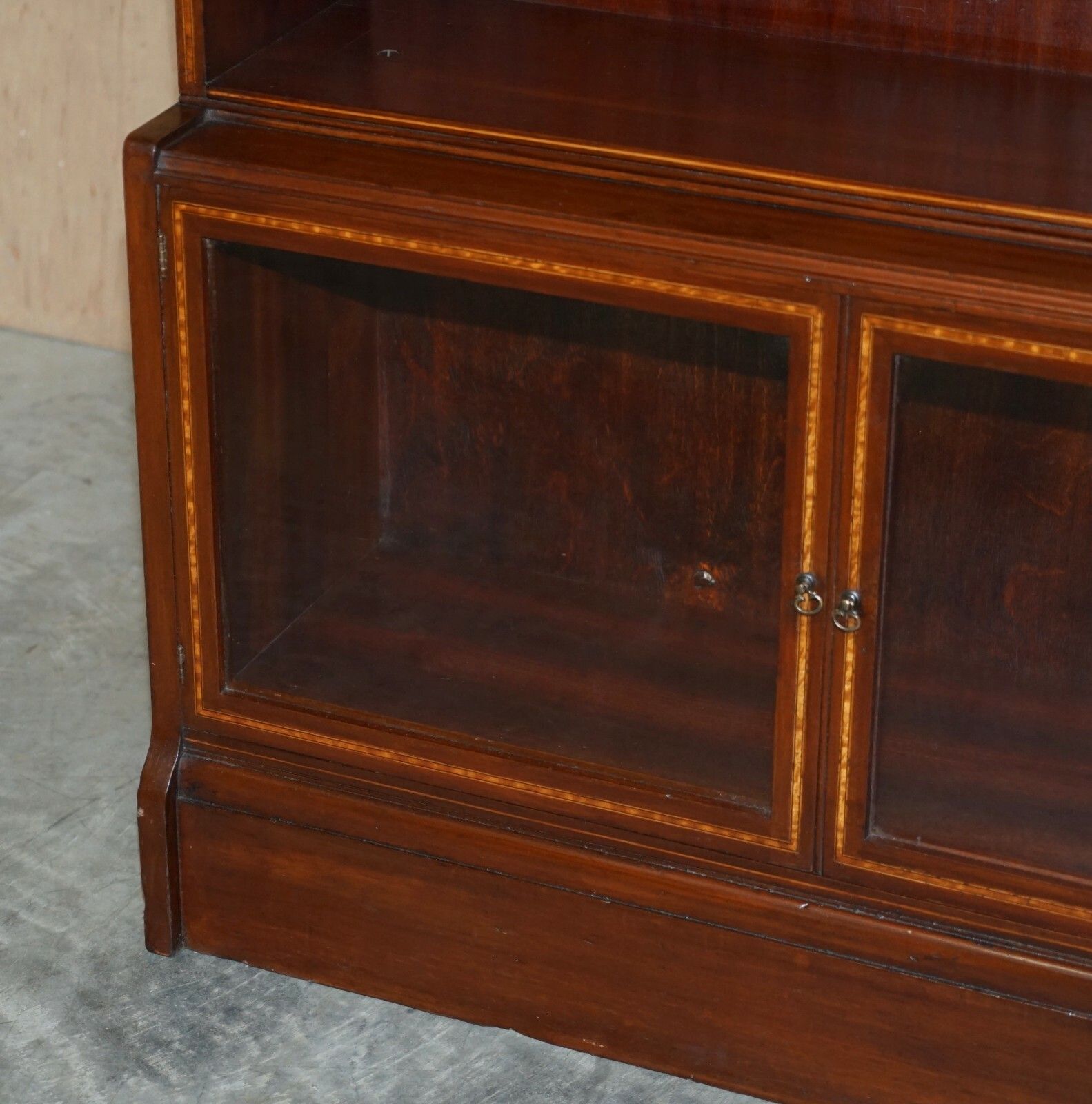 photo for sale Antique Pair Of William Baker Co Mahogany Satinwood & Walnut Legal Bookcases