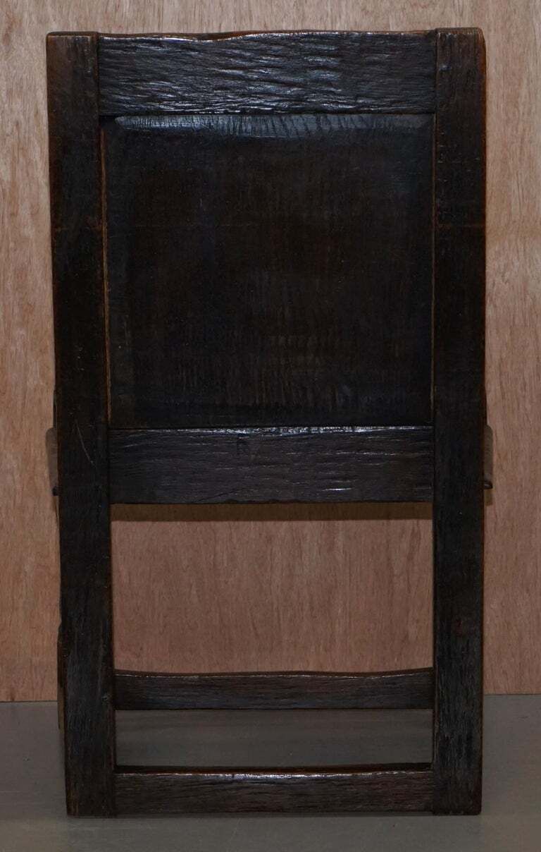 photo for sale 17th Century Charles I English Oak Wainscot Armchair Primate Design Hand Carved