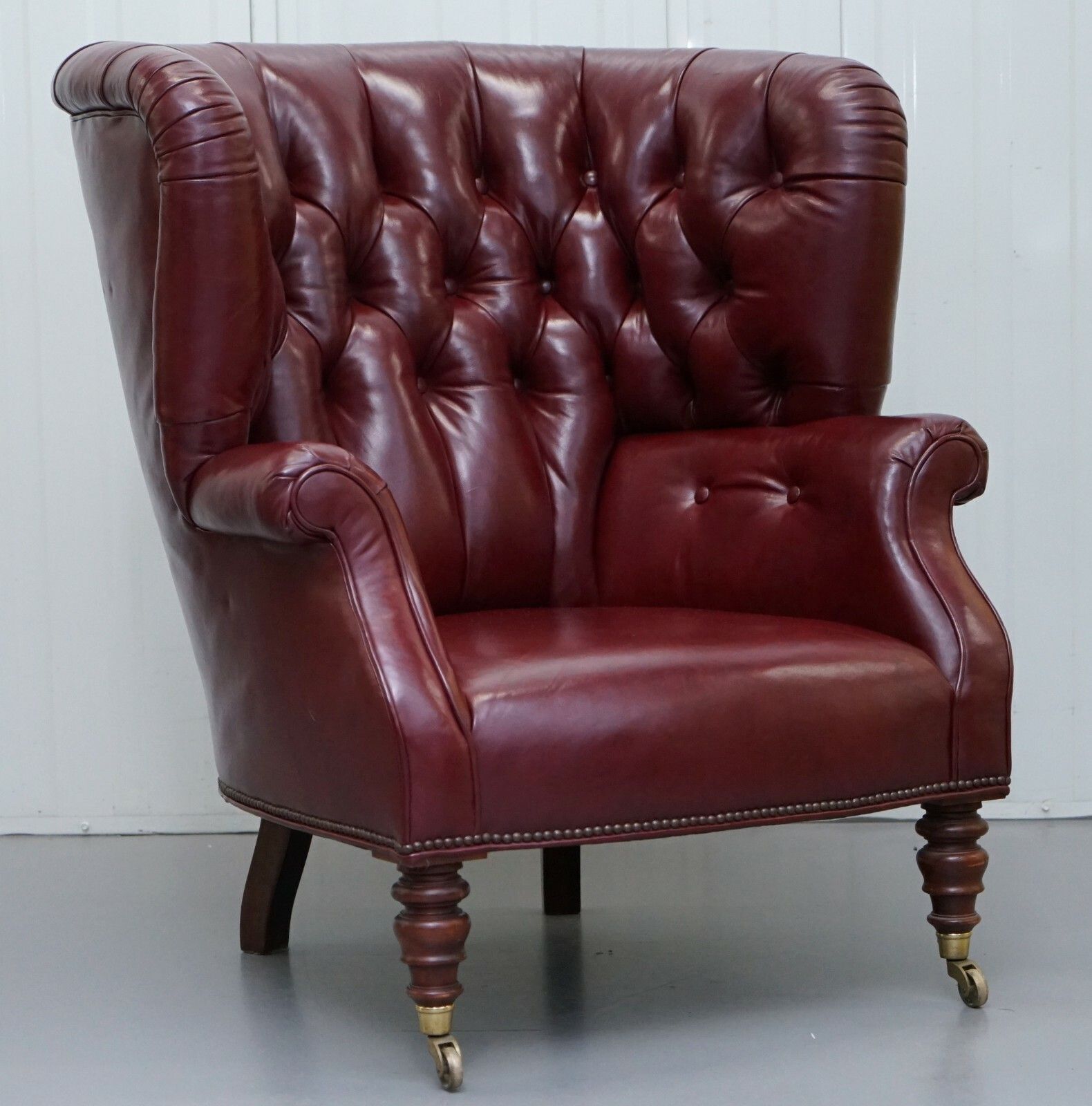 Rrp £7000 Oxblood Leather Baker Furniture Chesterfield Porters Barrel Armchair photo furniture