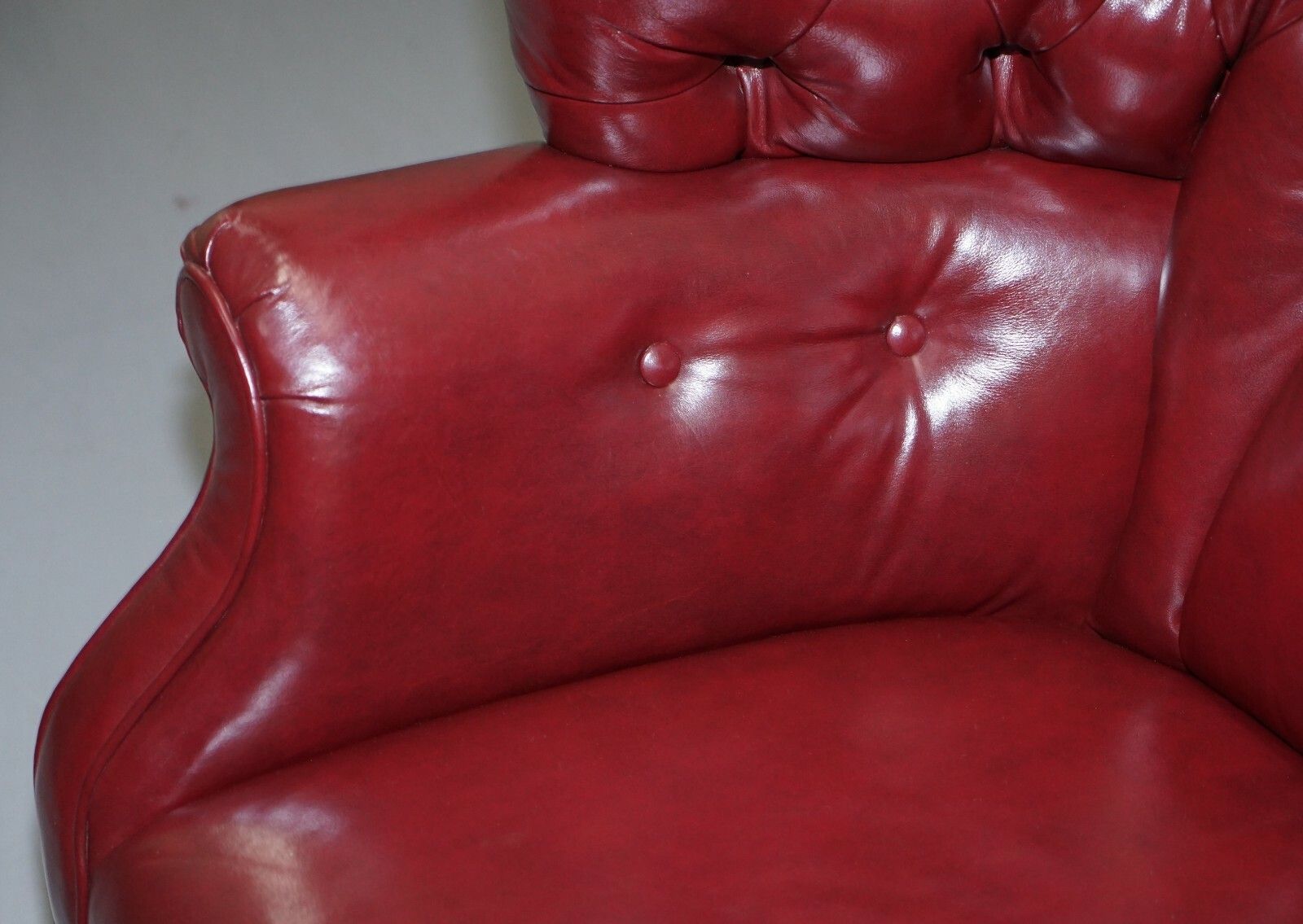 Rrp £7000 Oxblood Leather Baker Furniture Chesterfield Porters Barrel Armchair photo vinterior