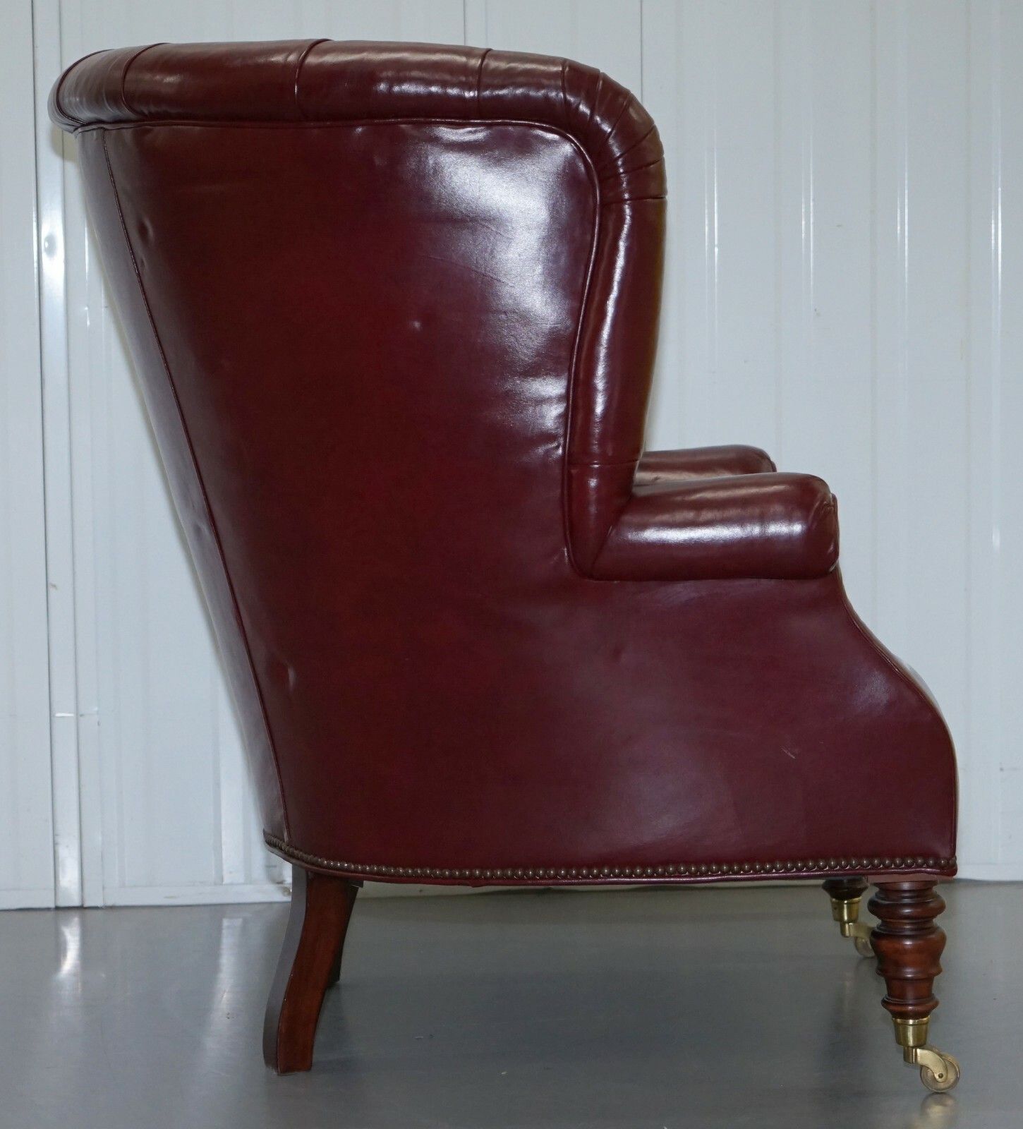 photo furniture Rrp £7000 Oxblood Leather Baker Furniture Chesterfield Porters Barrel Armchair