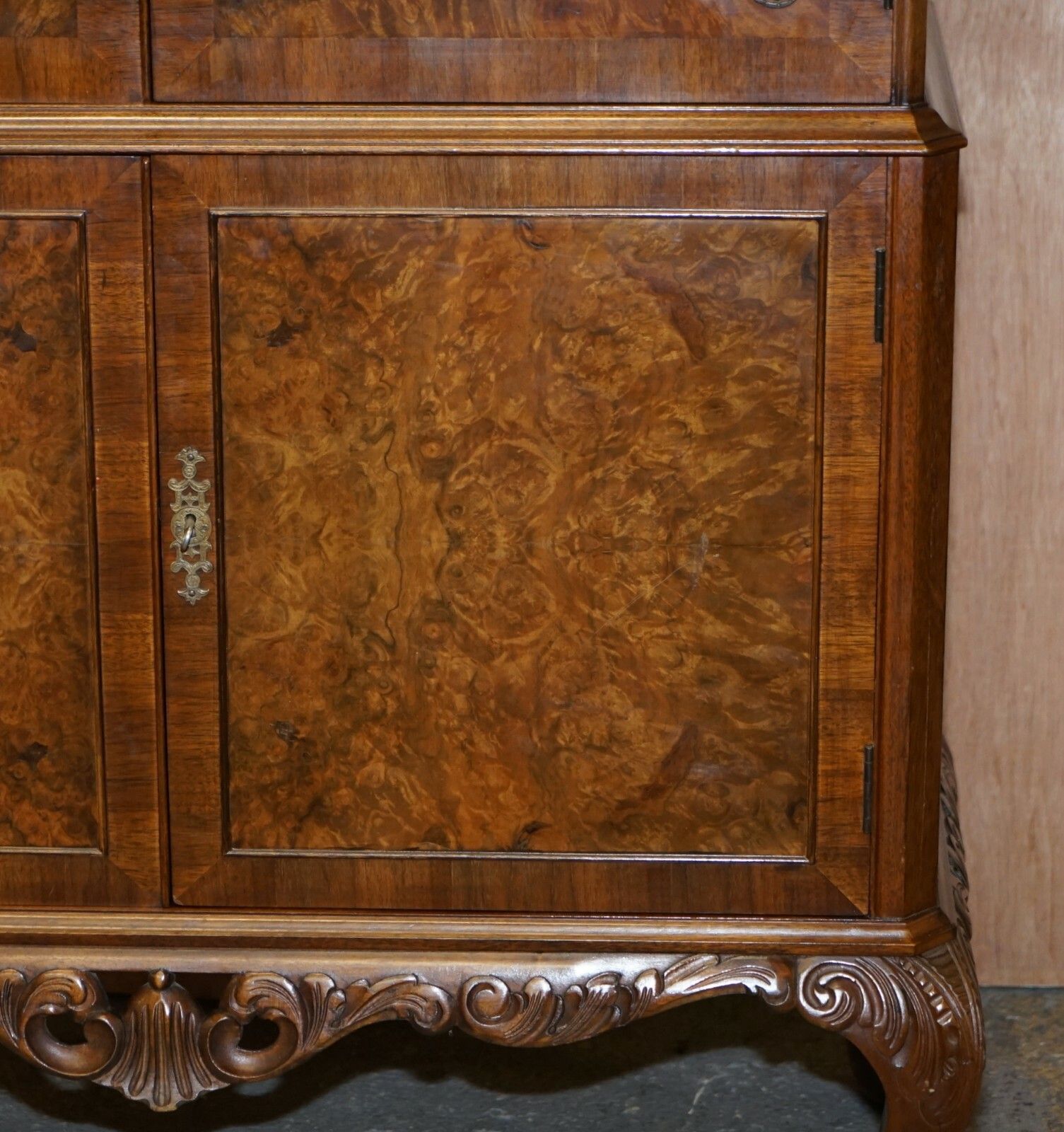 photo for sale Sublime Art Deco Drinks Cabinet With Exquisite Burr Walnut Panels Cabriole Legs