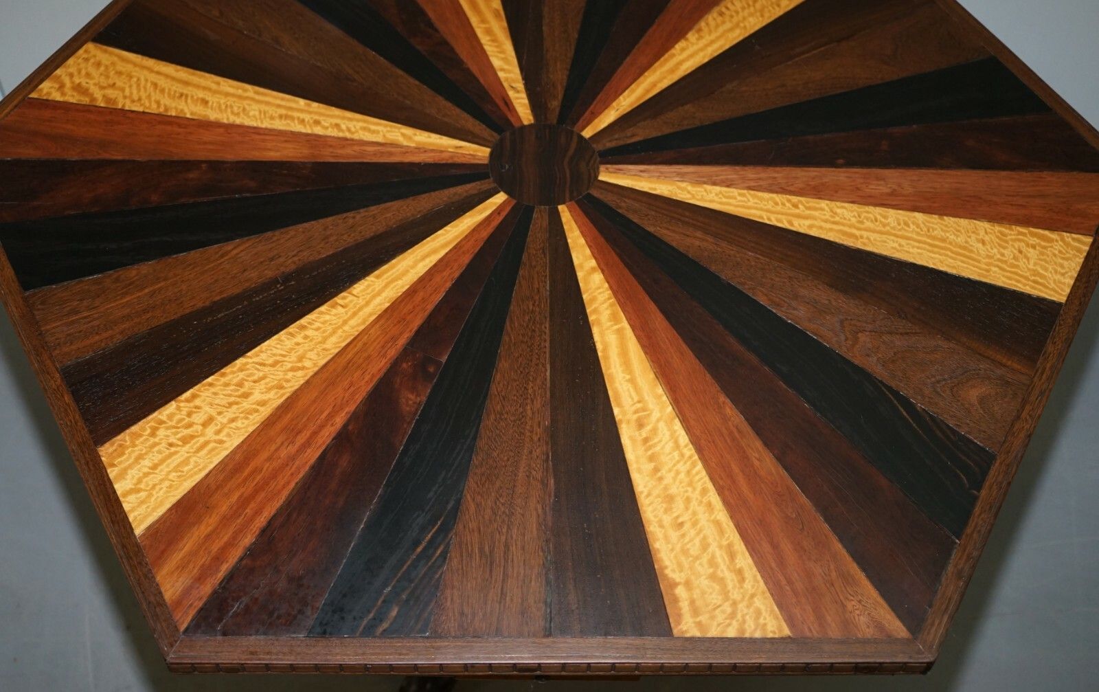 Sublime 19th Century Anglo Indian Specimen Sample Wood Centre Occasional Table photo vintage