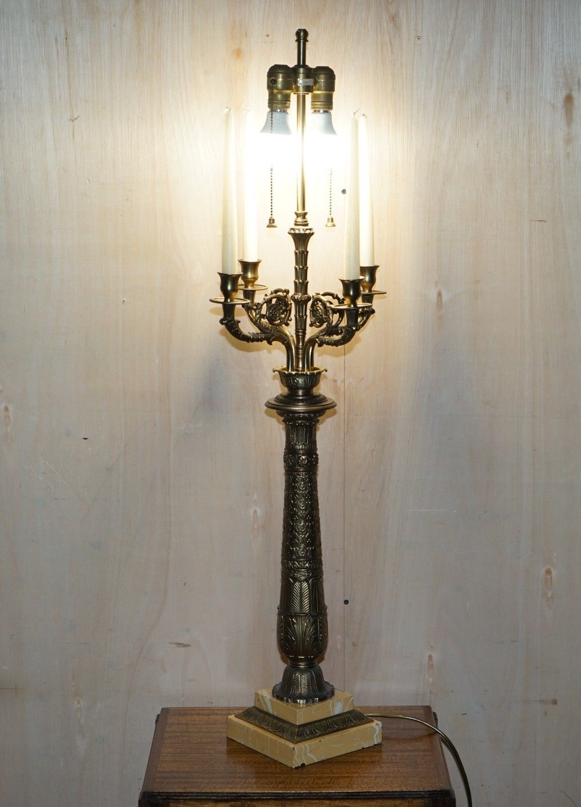 Pair Of Huge 105cm Tall Warren Kessler New York 4 Branch Candelabra Table Lamps photo for sale