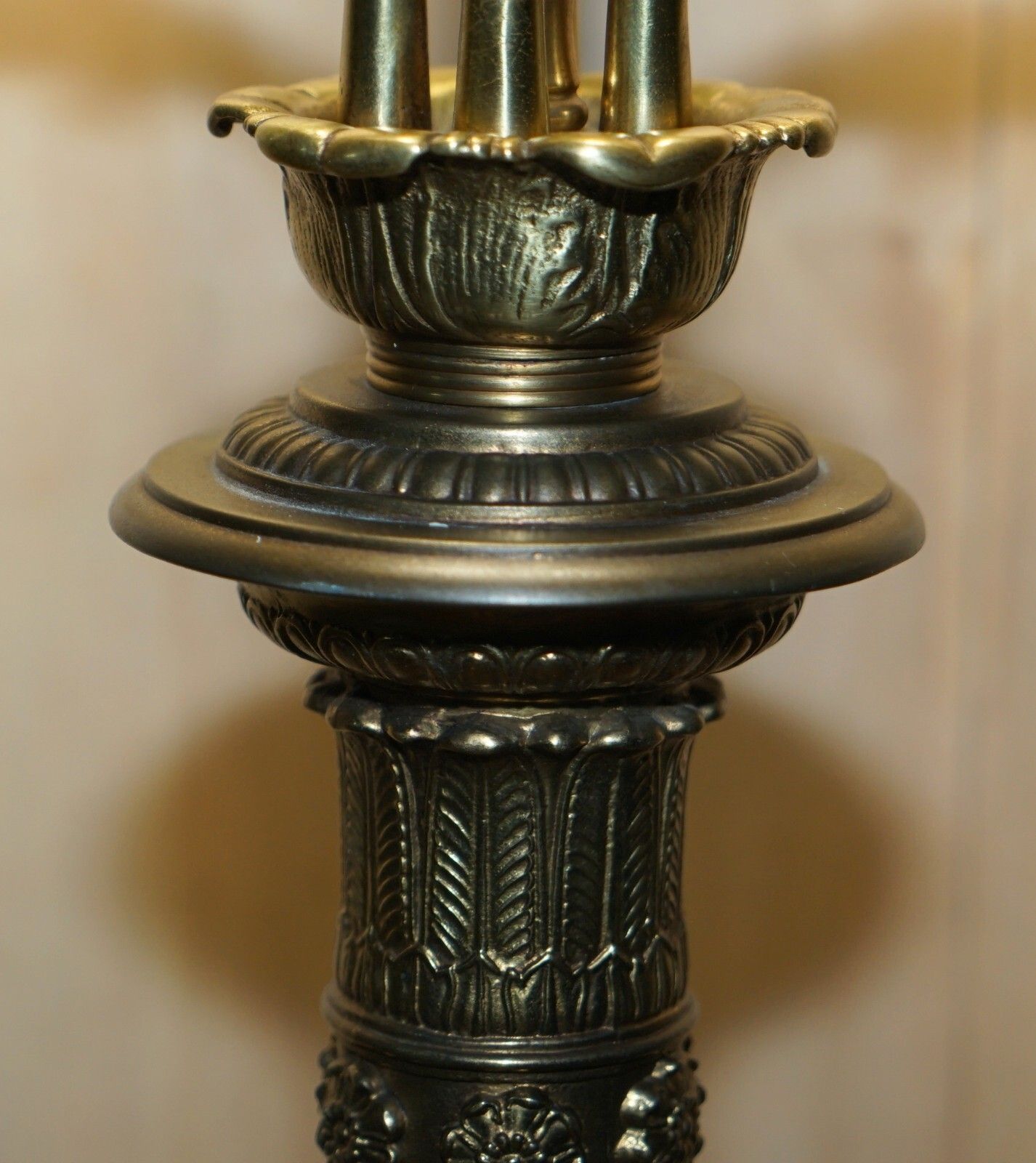 photo for sale Pair Of Huge 105cm Tall Warren Kessler New York 4 Branch Candelabra Table Lamps