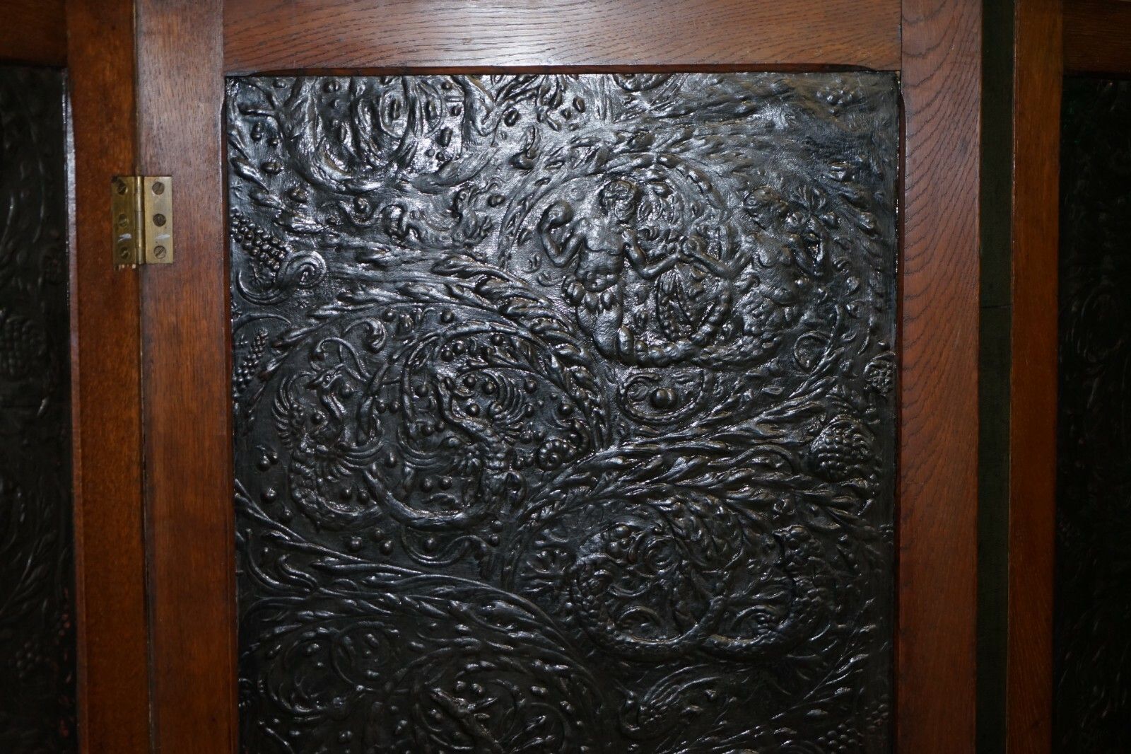 Victorian 193x268cm Embossed Leather & Water Colour Folding Screen Room Divider photo Home Decor