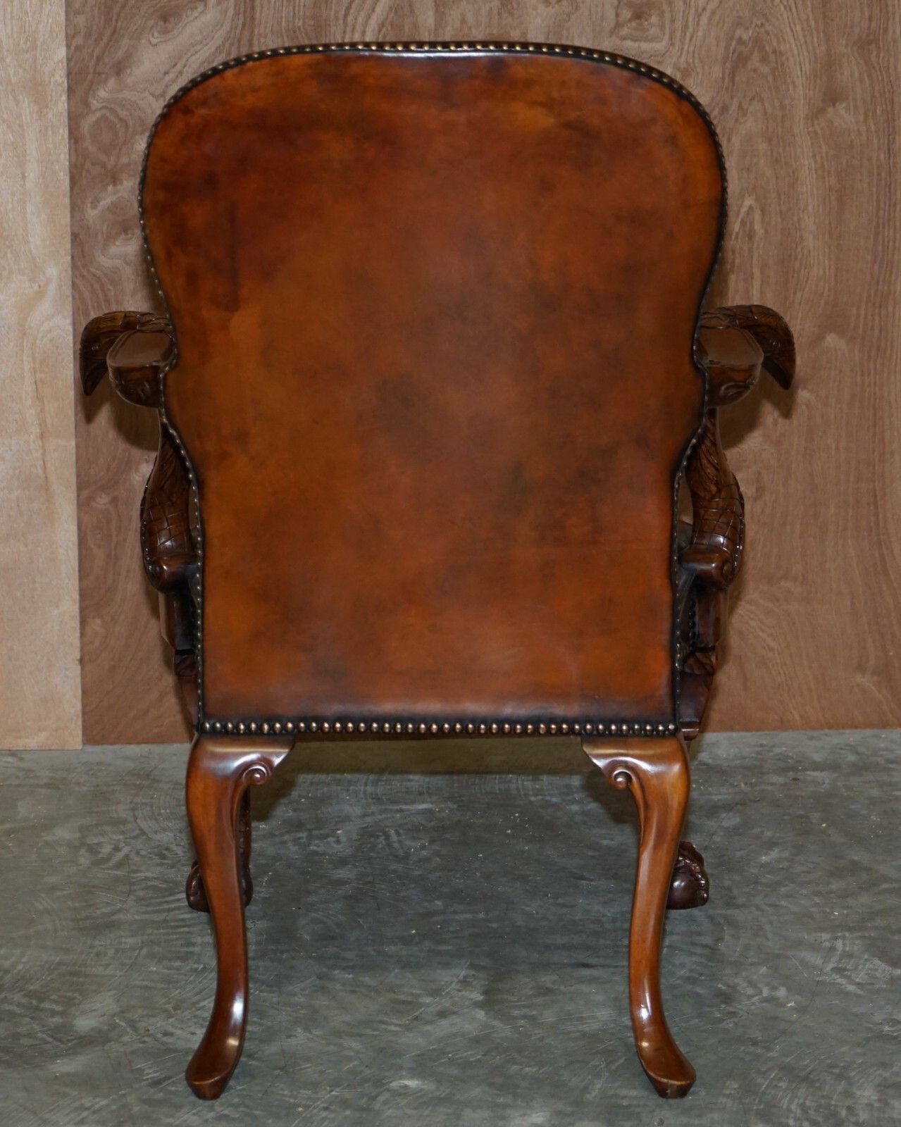 3000.0 Fully Restored Vintage Eagle Armed Claw & Ball Feet Brown Leather Armchair photo