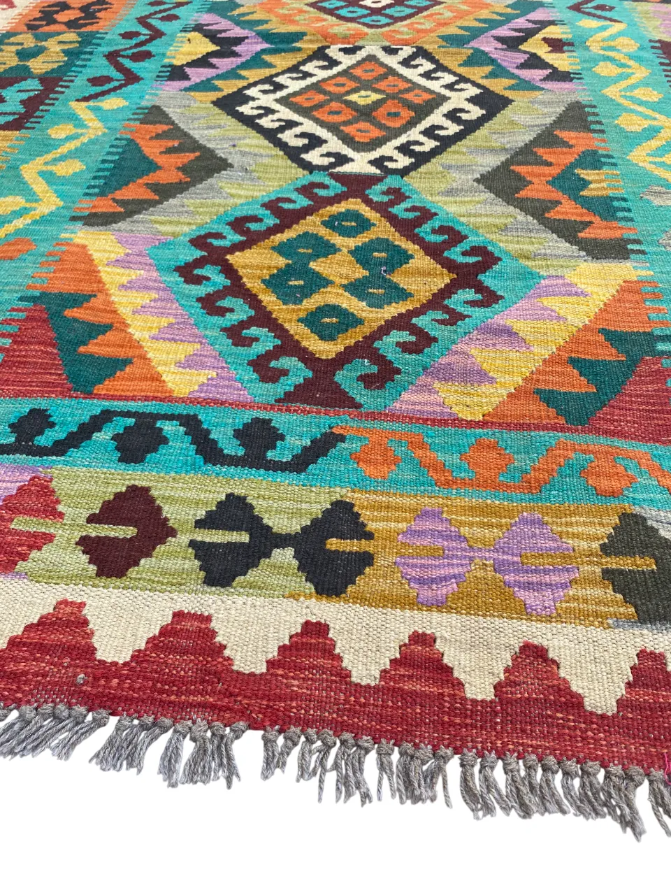 4x6 Multicolor Afghan Handwoven Kilim Flatweave Rug photo Textiles