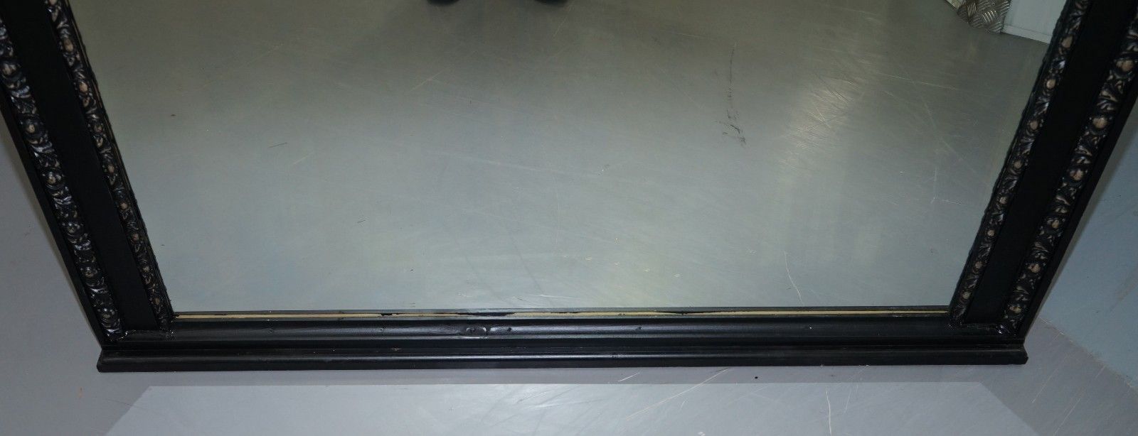 Stunning Huge Victorian Mirror Original Mercury Plate Glass Hand Carved Frame photo 3000.0
