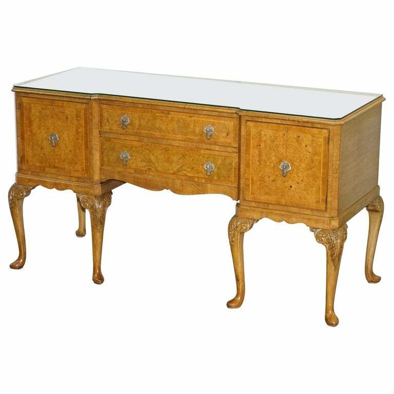 Burr Walnut Art Deco Denby & Spinks Leeds Breakfront Sideboard Part Of A Suite