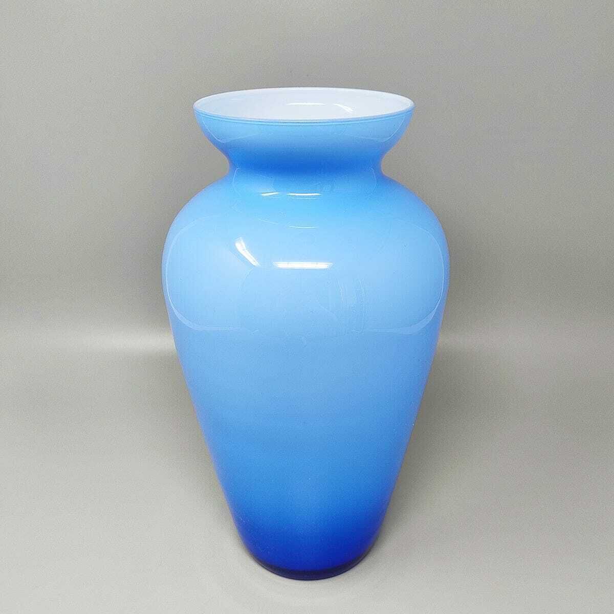 1960s Astonishing Blue Jackated Vase In Murano Glass. Made In Italy photo furniture