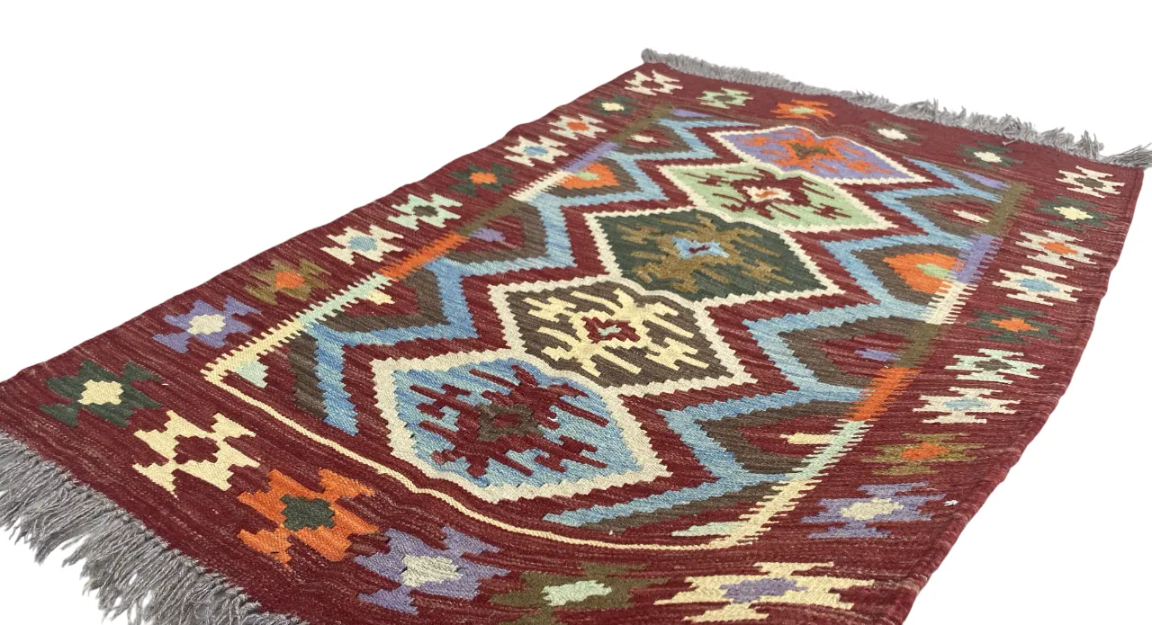 3x5 Afghan Geometric Handwoven Kilim Flatweave Rug photo vintage