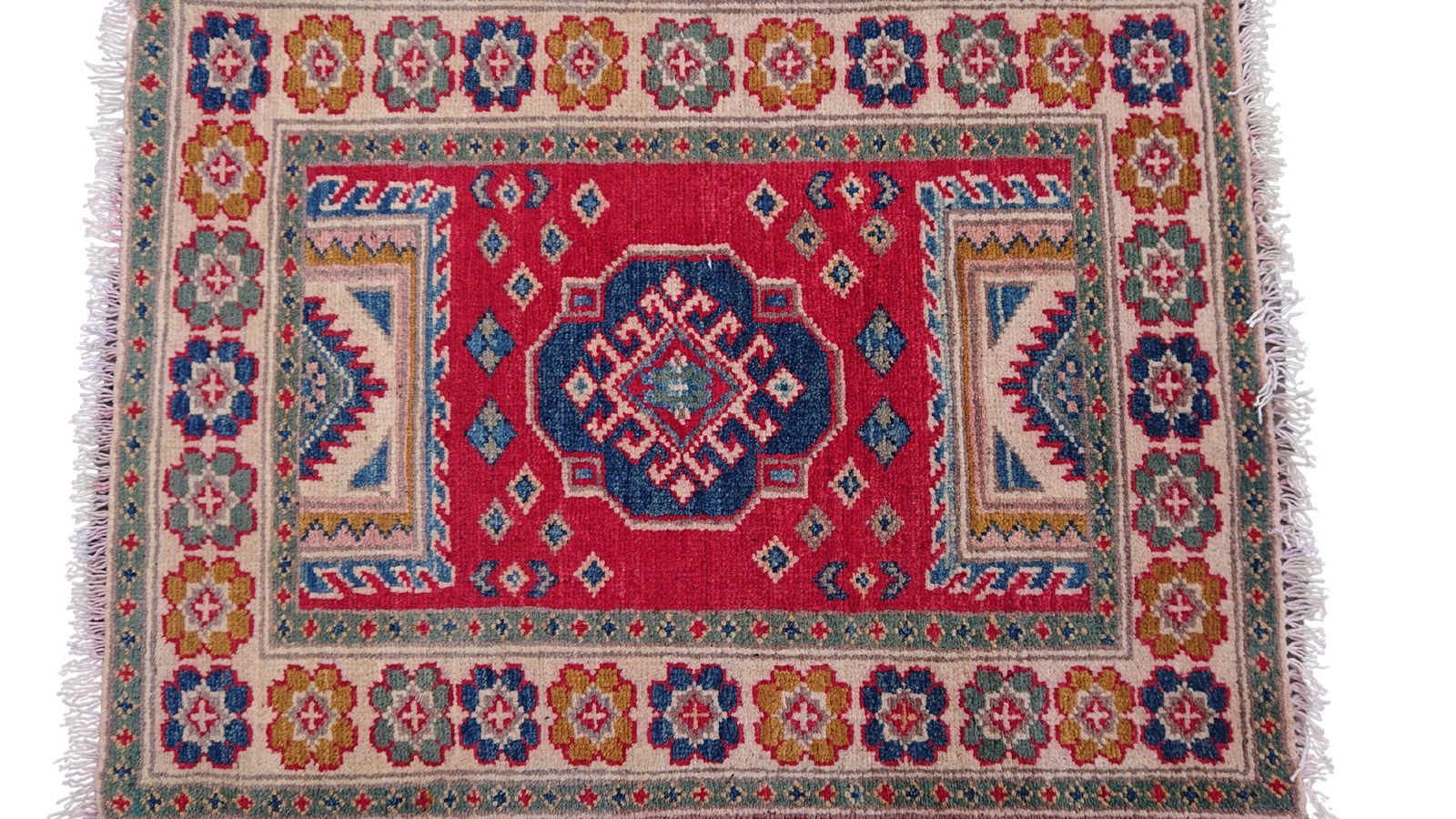 2x3 Colourful Kazak Afghan Traditional Hand Knotted Rug photo Textiles